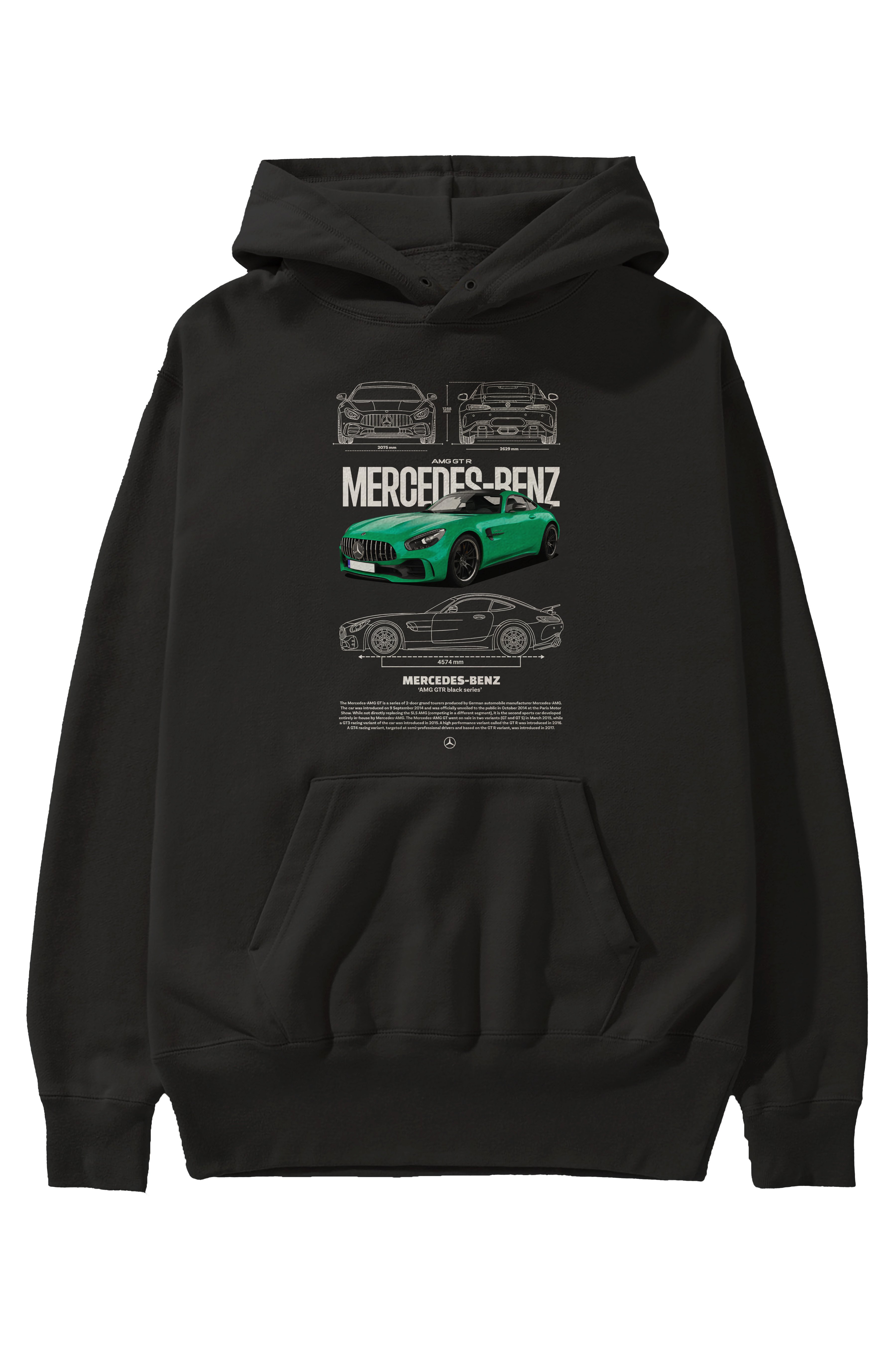 MERCDES-BENZ GREEN AMG GTR Ön Baskılı Hoodie Oversize Kapüşonlu Sweatshirt Erkek Kadın Unisex