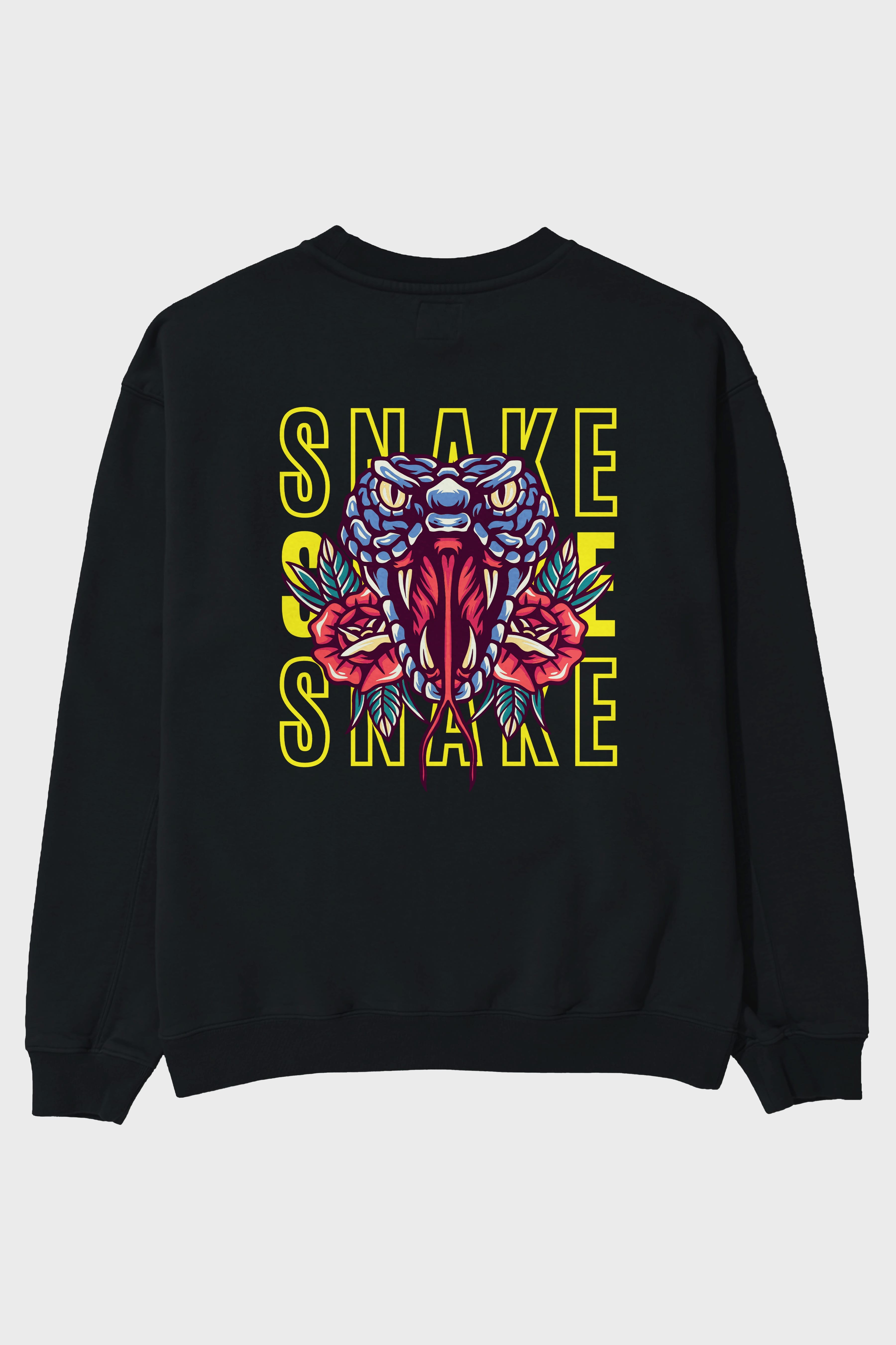 Snake Arka Baskılı Oversize Sweatshirt Erkek Kadın Unisex