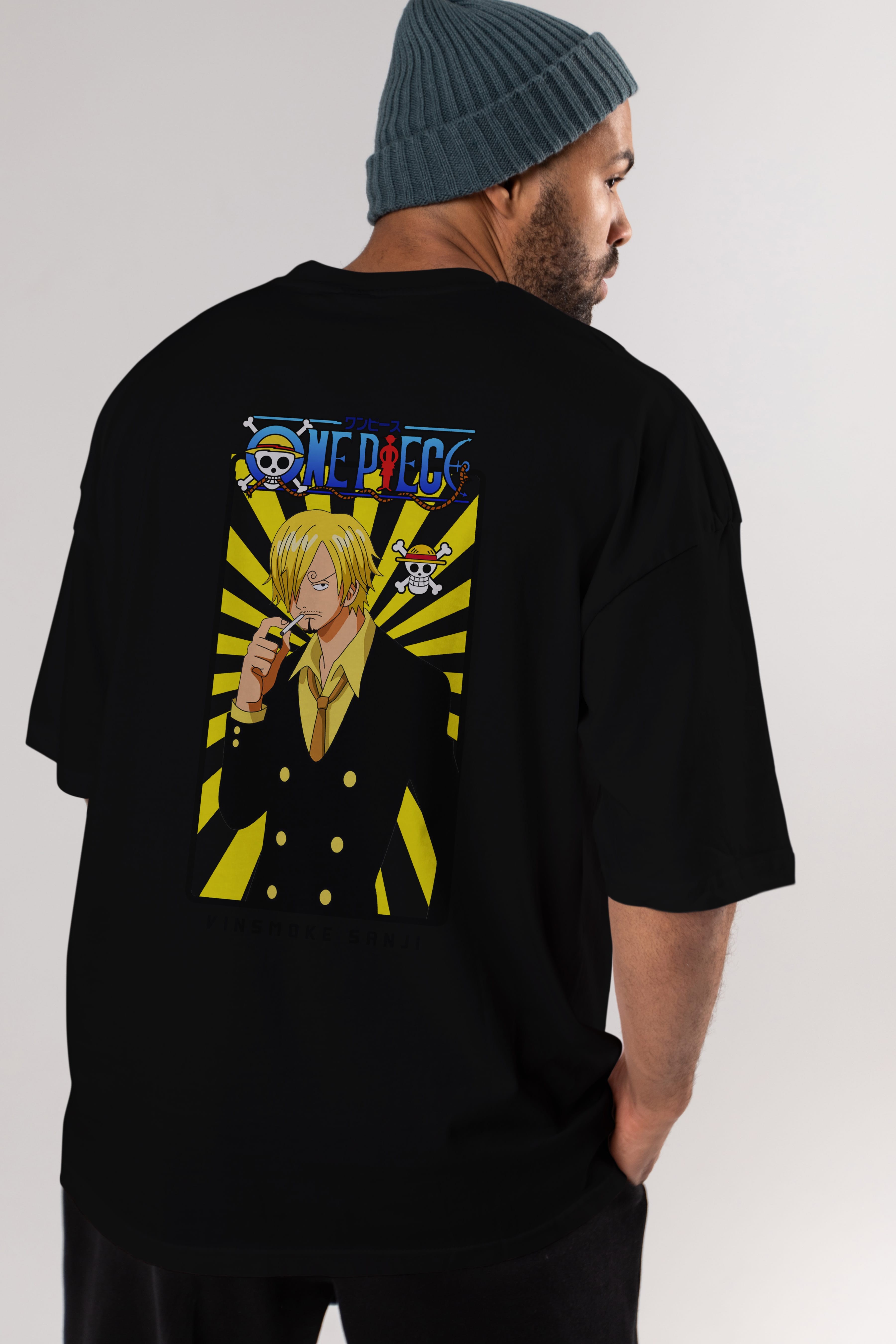 Sanji 4 Anime Arka Baskılı Oversize t-shirt Erkek Kadın Unisex %100 pamuk tişort