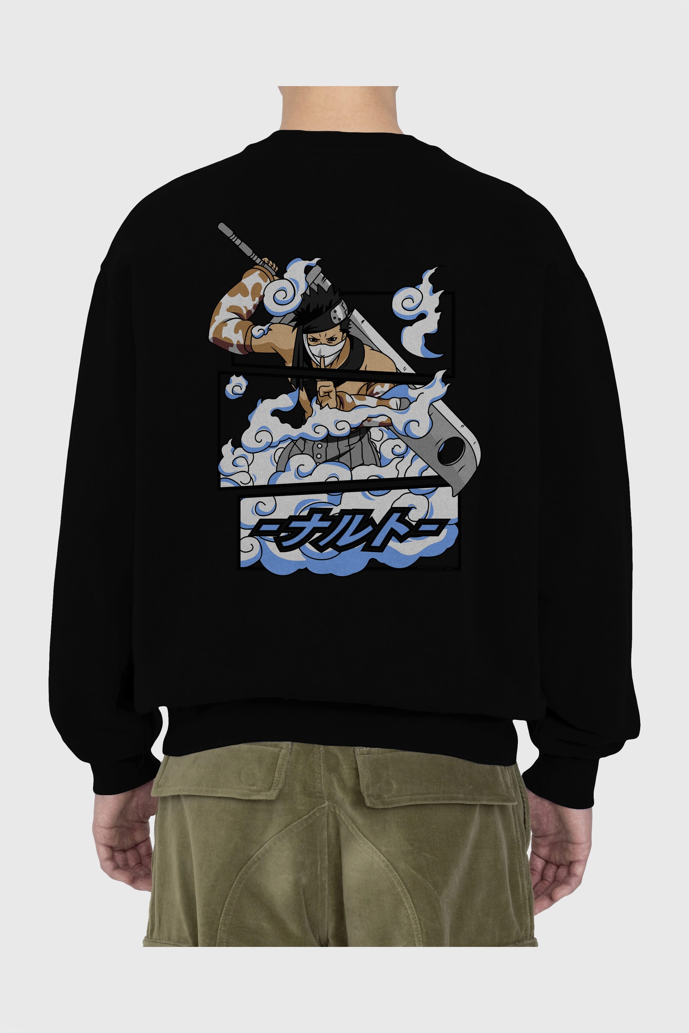 zabuza momochi Anime Arka Baskılı Oversize Sweatshirt Erkek Kadın Unisex