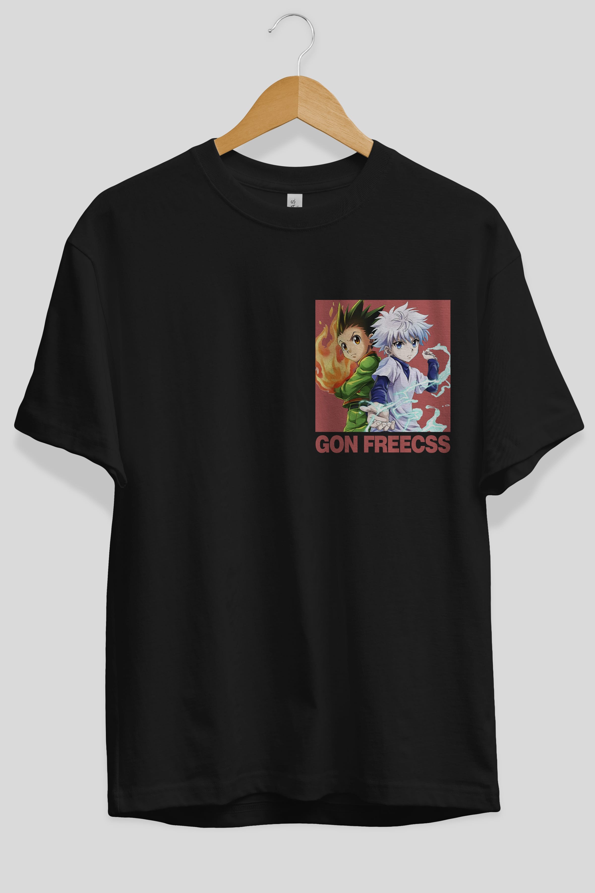 Gon Freecss HUNTER X HUNTER 4 Ön Sol Baskılı Oversize t-shirt Erkek Kadın Unisex %100 Pamuk Bisiklet Yaka tişort