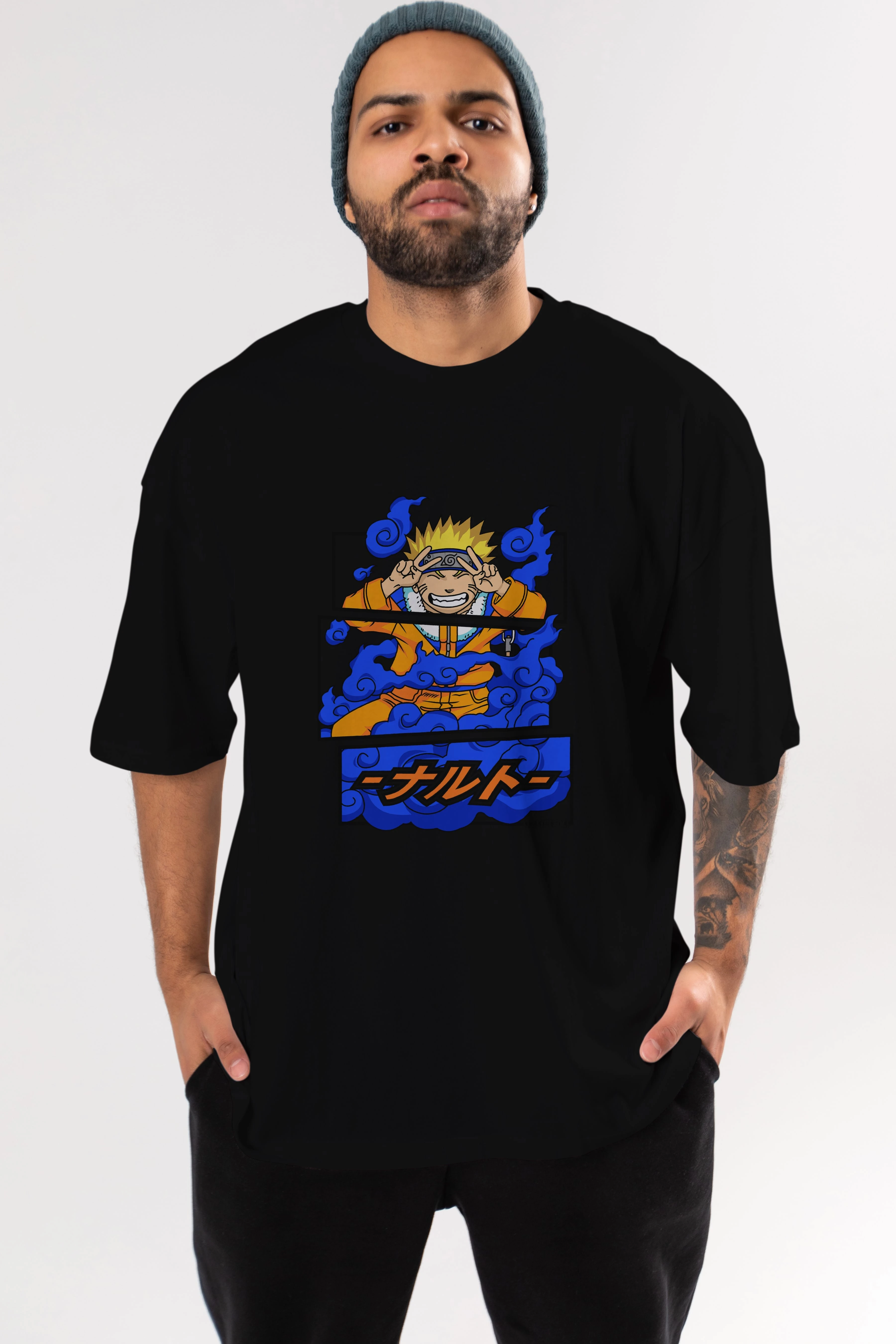 naruto uzumaki Anime Ön Baskılı Oversize t-shirt %100 pamuk Erkek Kadın Unisex