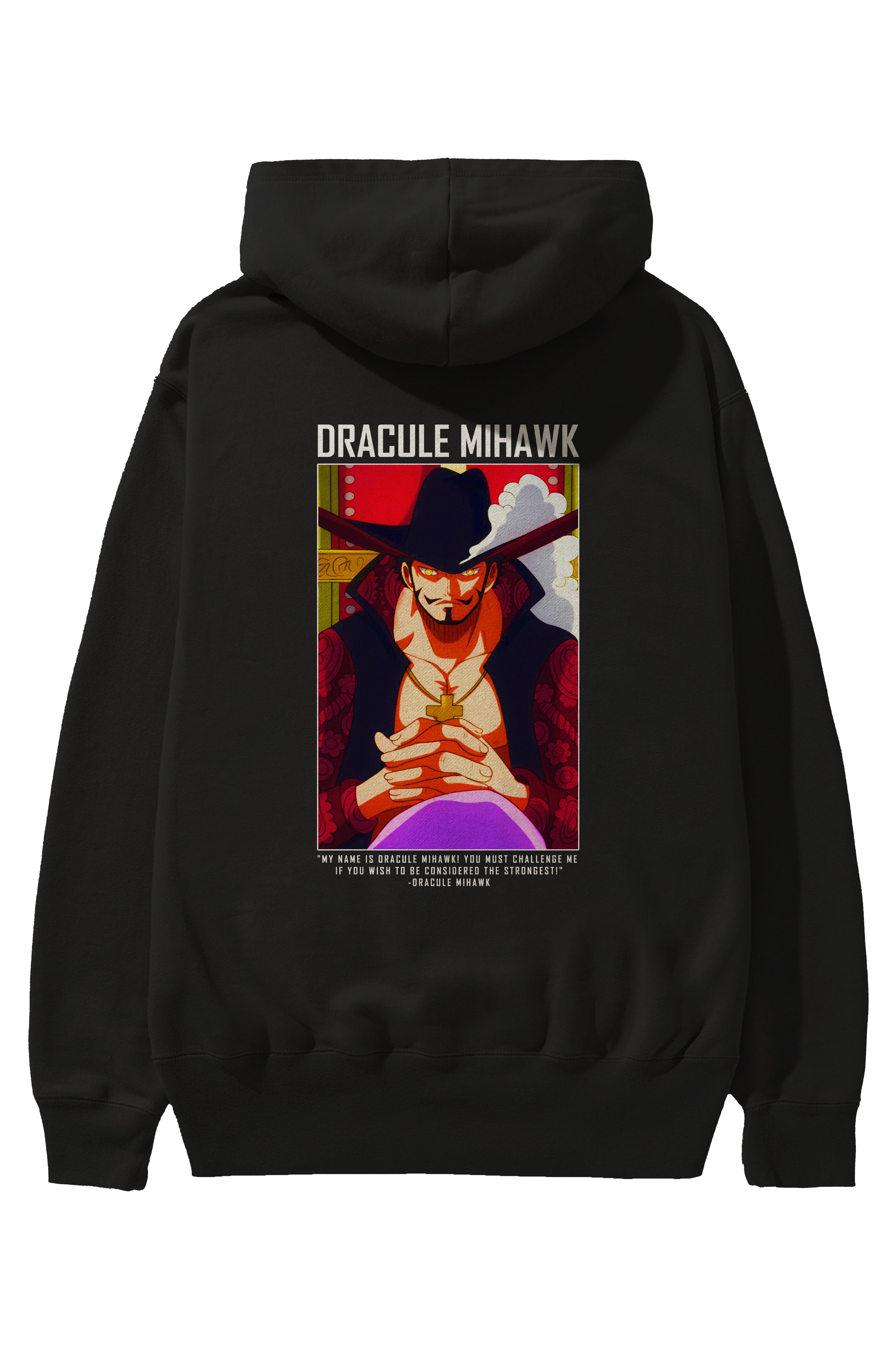 Dracule Mihawk Anime Arka Baskılı Hoodie Oversize Kapüşonlu Sweatshirt Erkek Kadın Unisex