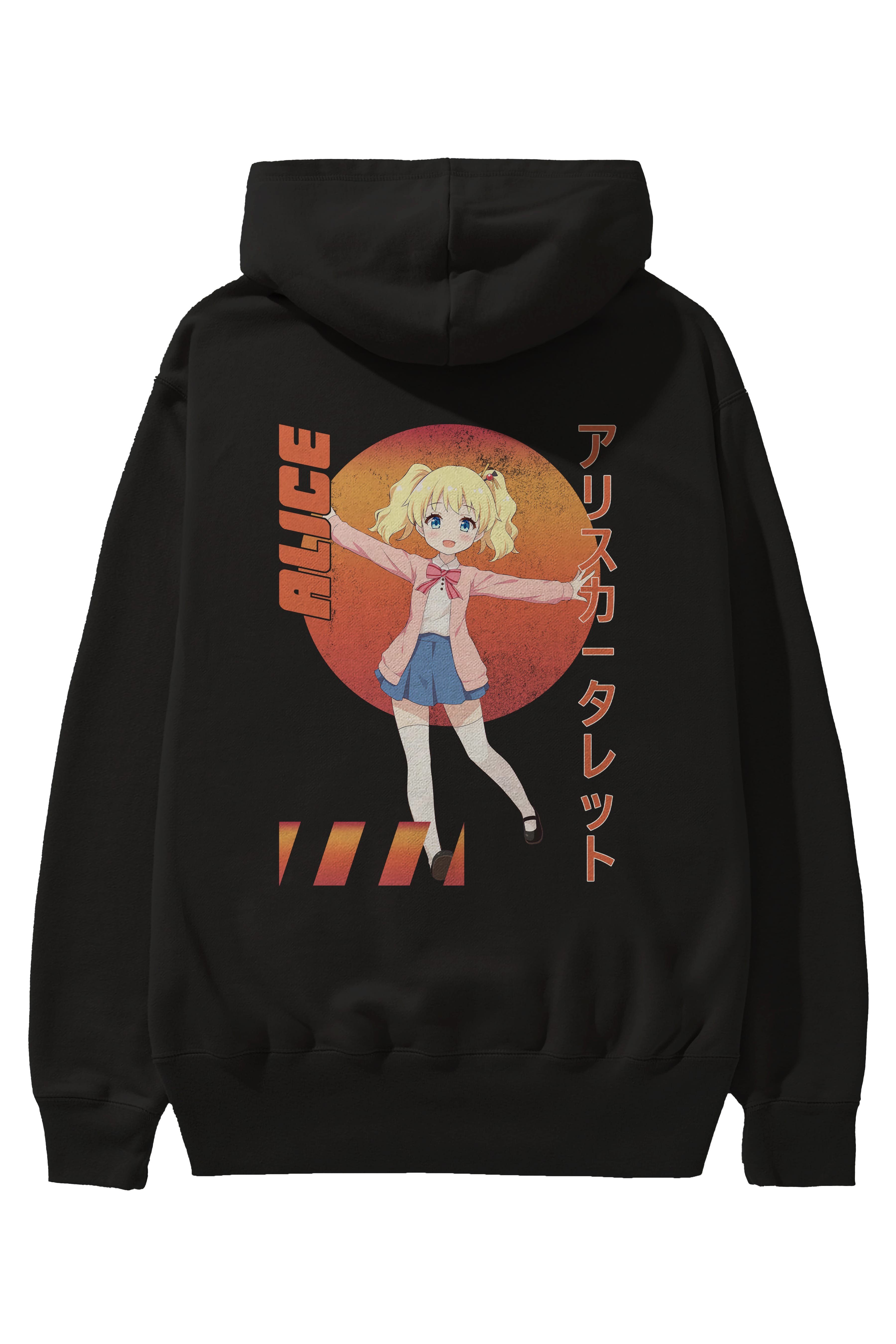 Alice Cartelet 15 Anime Arka Baskılı Hoodie Oversize Kapüşonlu Sweatshirt Erkek Kadın Unisex
