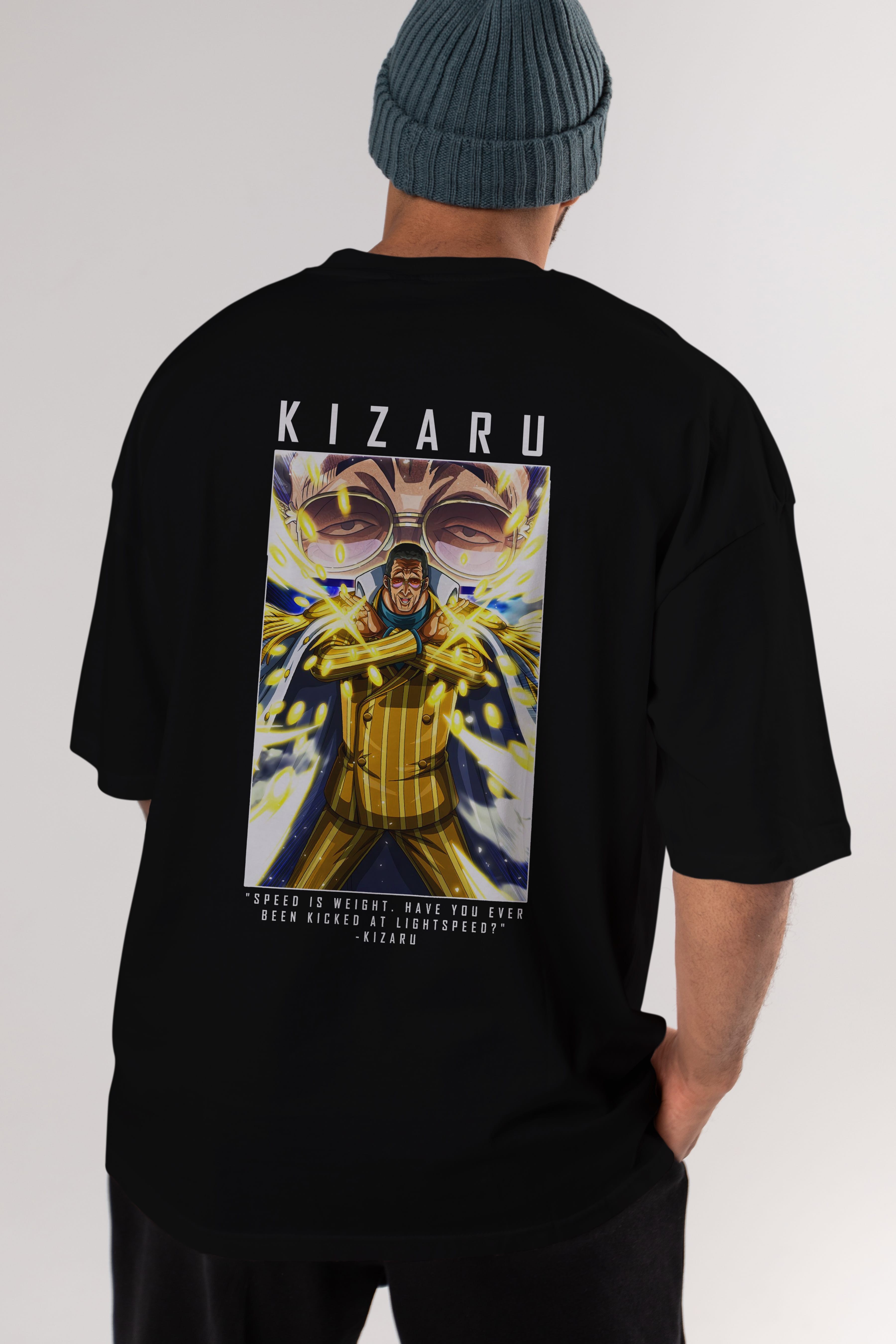 Kizaru Anime Arka Baskılı Oversize t-shirt Erkek Kadın Unisex %100 pamuk tişort