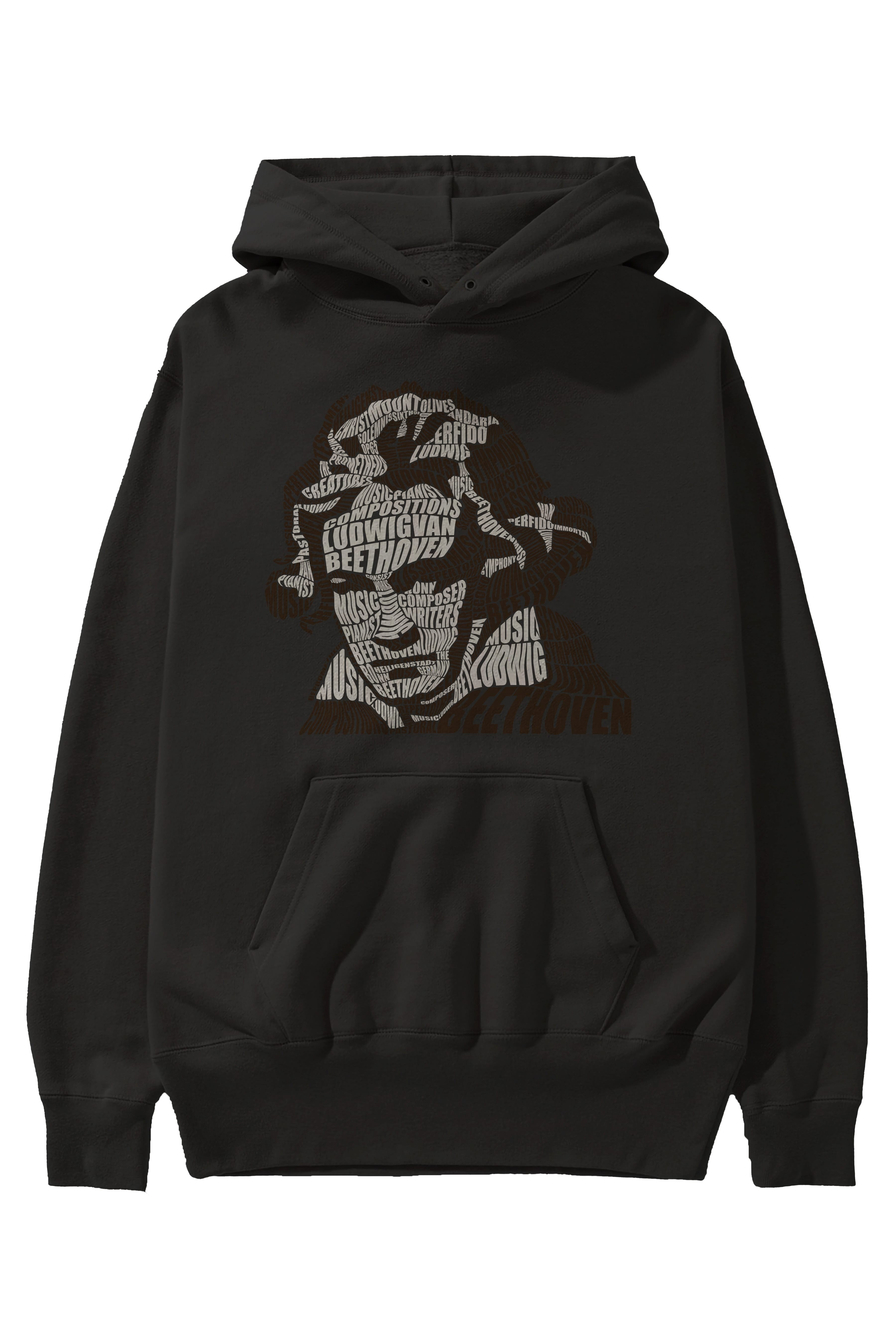 Ludwig van Beethoven Calligram Ön Baskılı Hoodie Oversize Kapüşonlu Sweatshirt Erkek Kadın Unisex