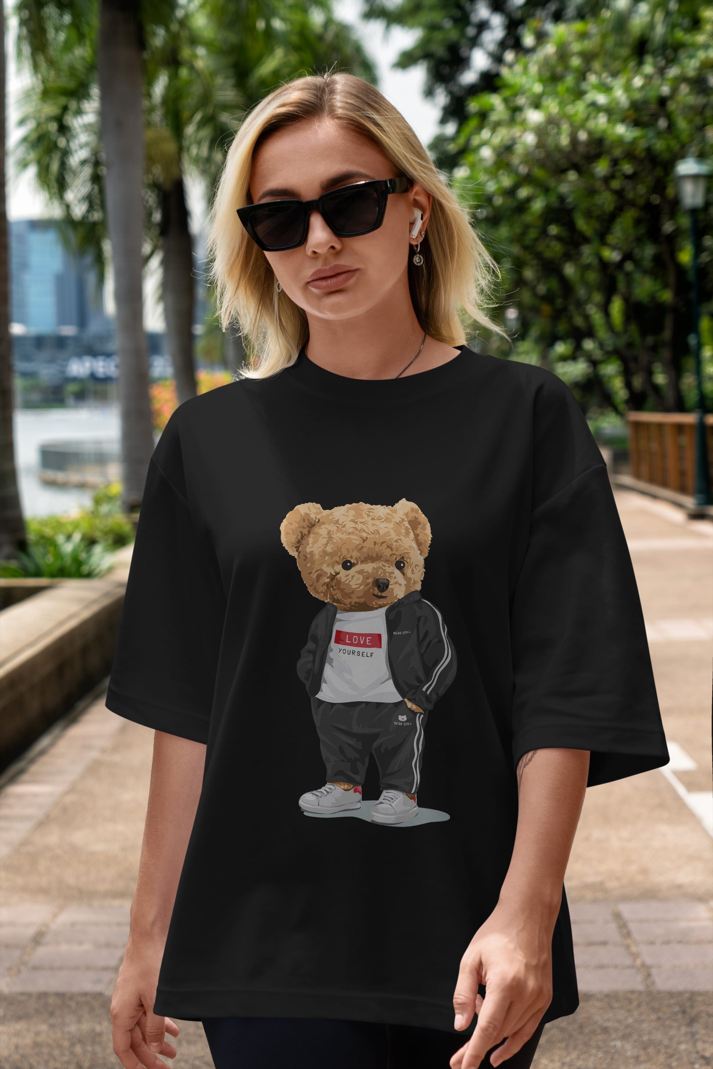 Teddy Bear Love Yourself Ön Baskılı Oversize t-shirt Erkek Kadın Unisex %100 Pamuk