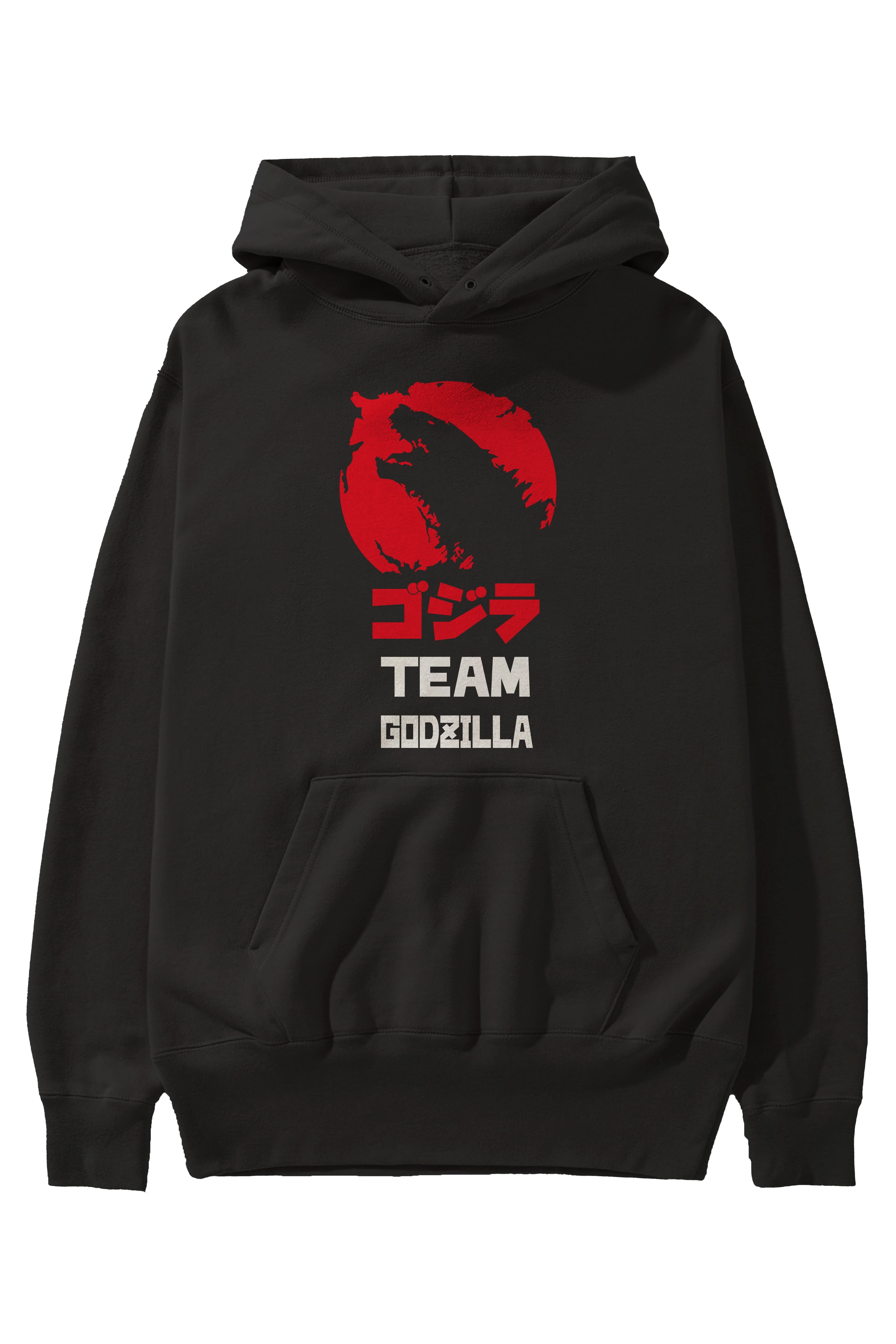 Team Godzilla Ön Baskılı Hoodie Oversize Kapüşonlu Sweatshirt Erkek Kadın Unisex