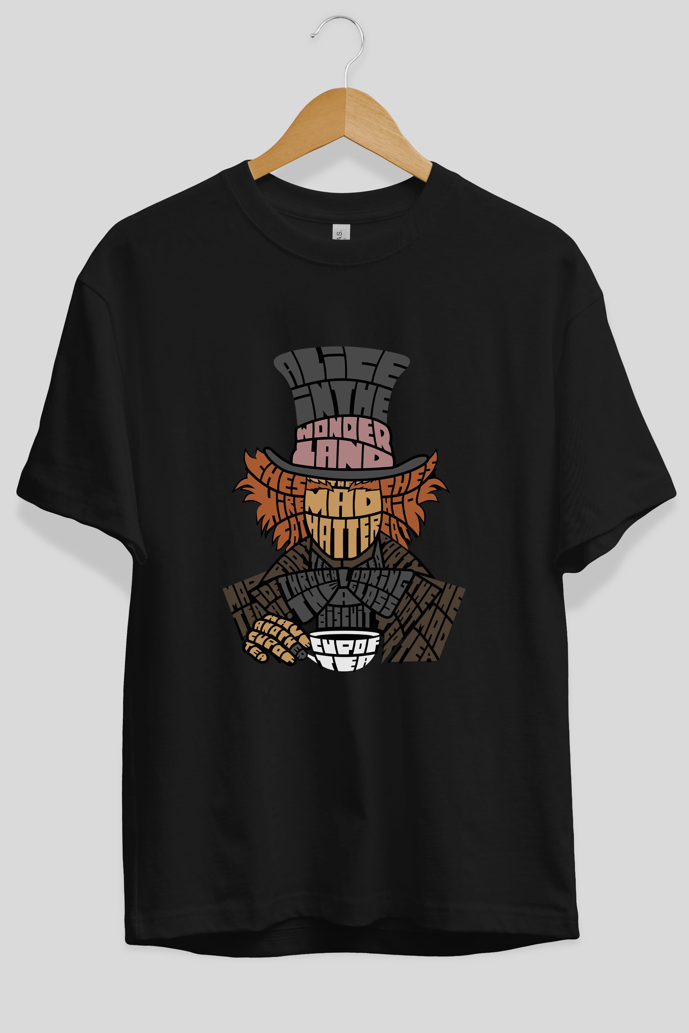 Madhatter Ön Baskılı Oversize t-shirt %100 pamuk Erkek Kadın Unisex