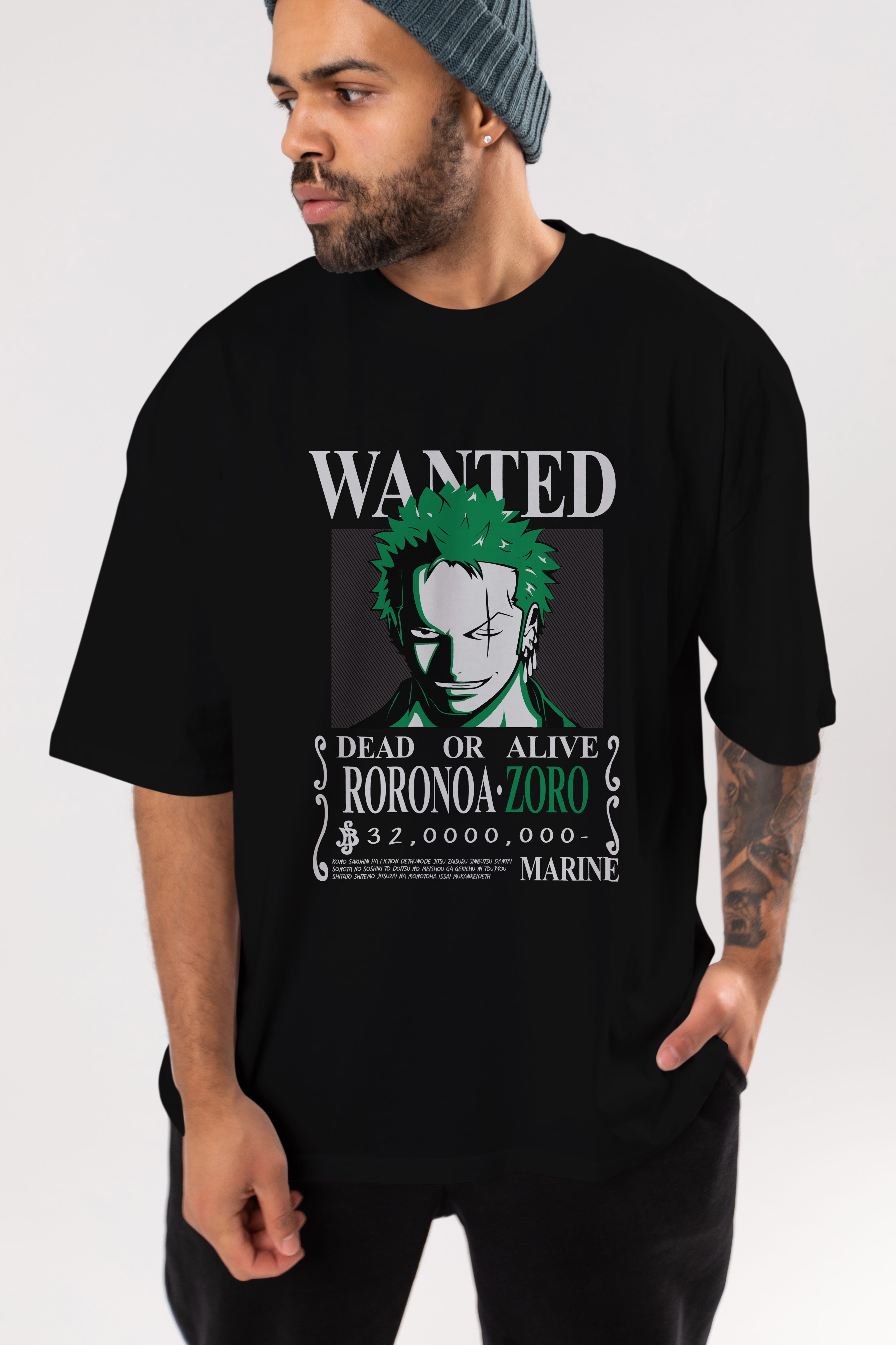 Roronoa Zoro Anime Ön Baskılı Oversize t-shirt Erkek Kadın Unisex