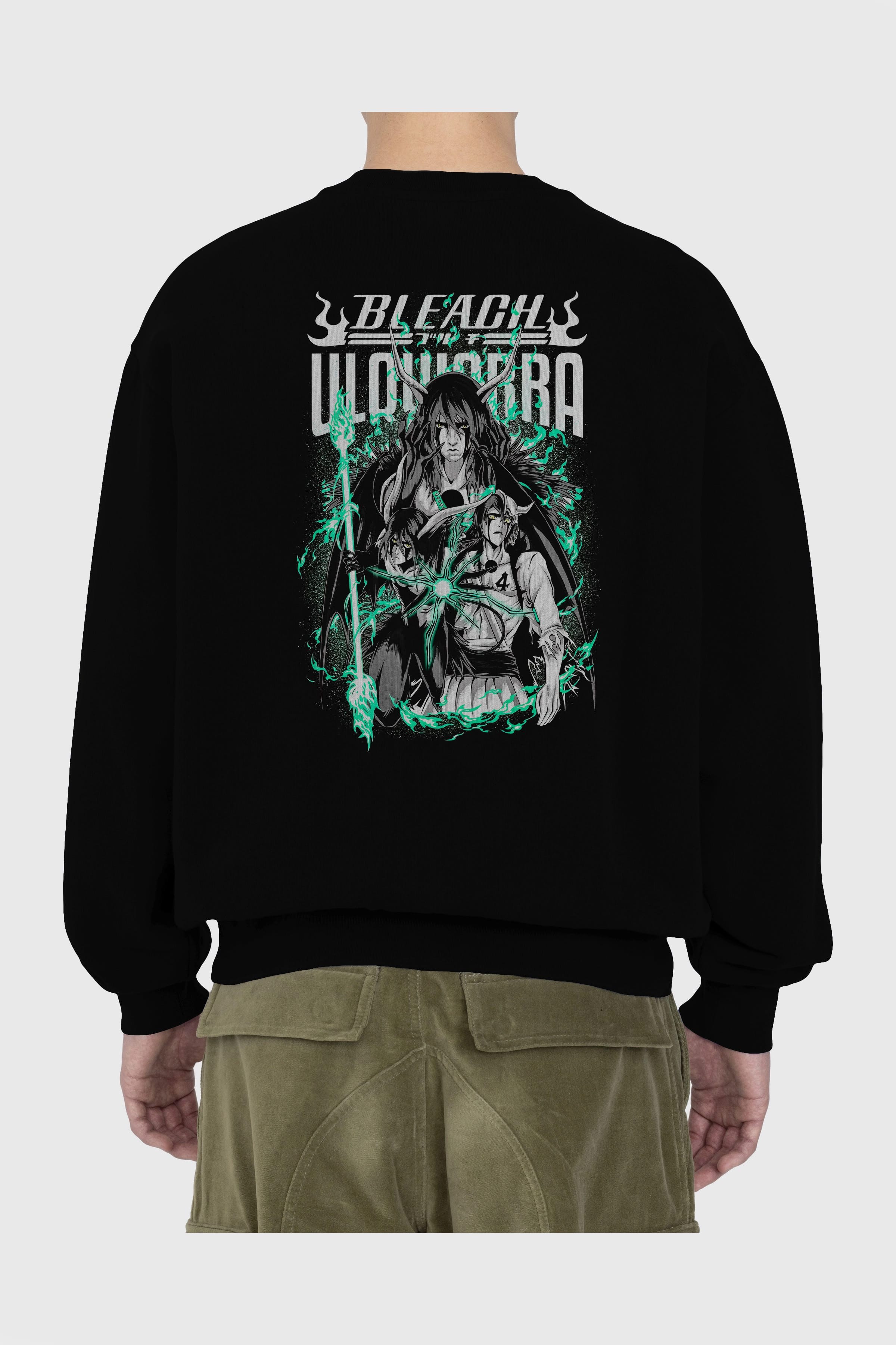 BLEACH(ULQUIARRA) Anime Arka Baskılı Oversize Sweatshirt Erkek Kadın Unisex