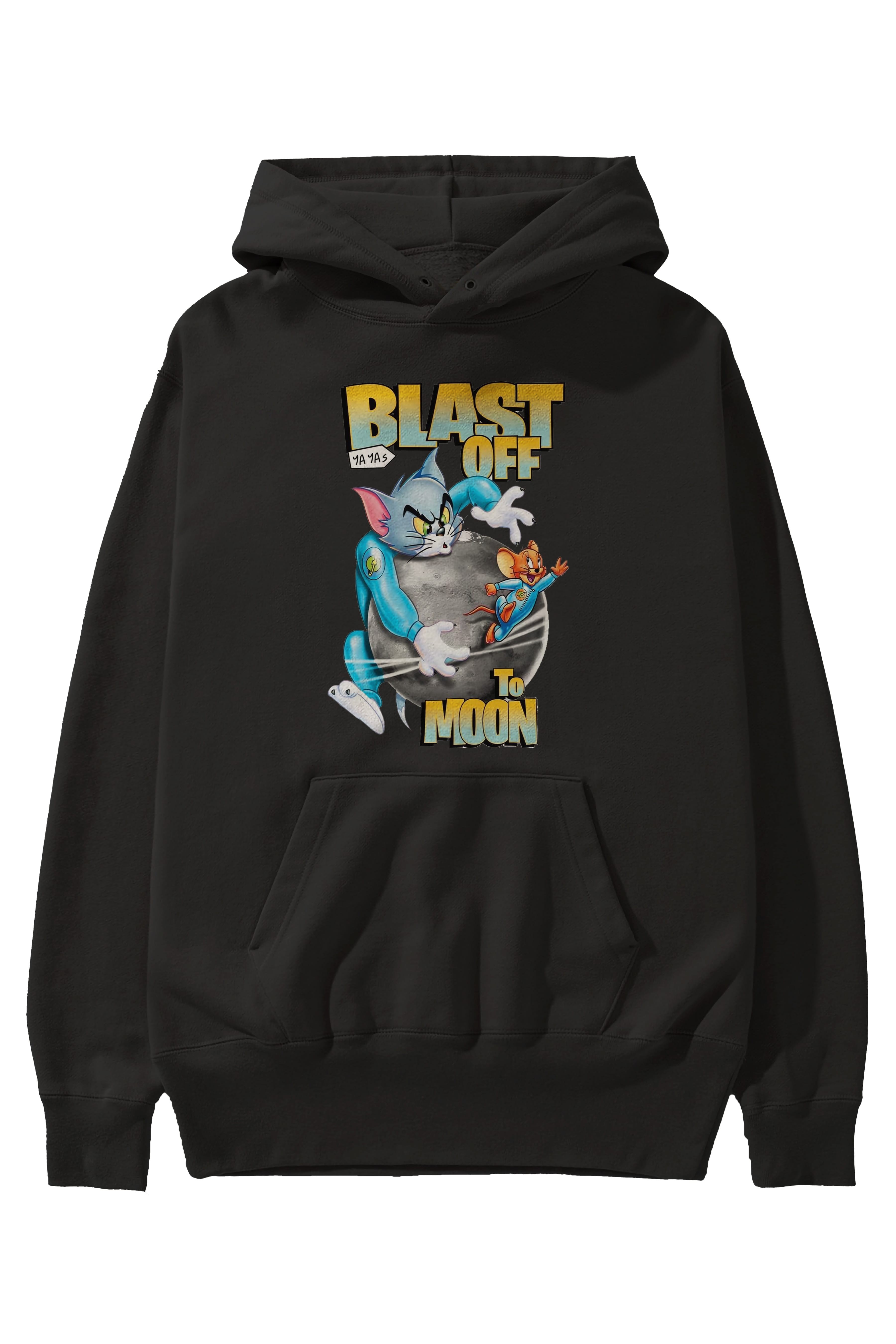 Tom ve Jerry Ön Baskılı Hoodie Oversize Kapüşonlu Sweatshirt Erkek Kadın Unisex