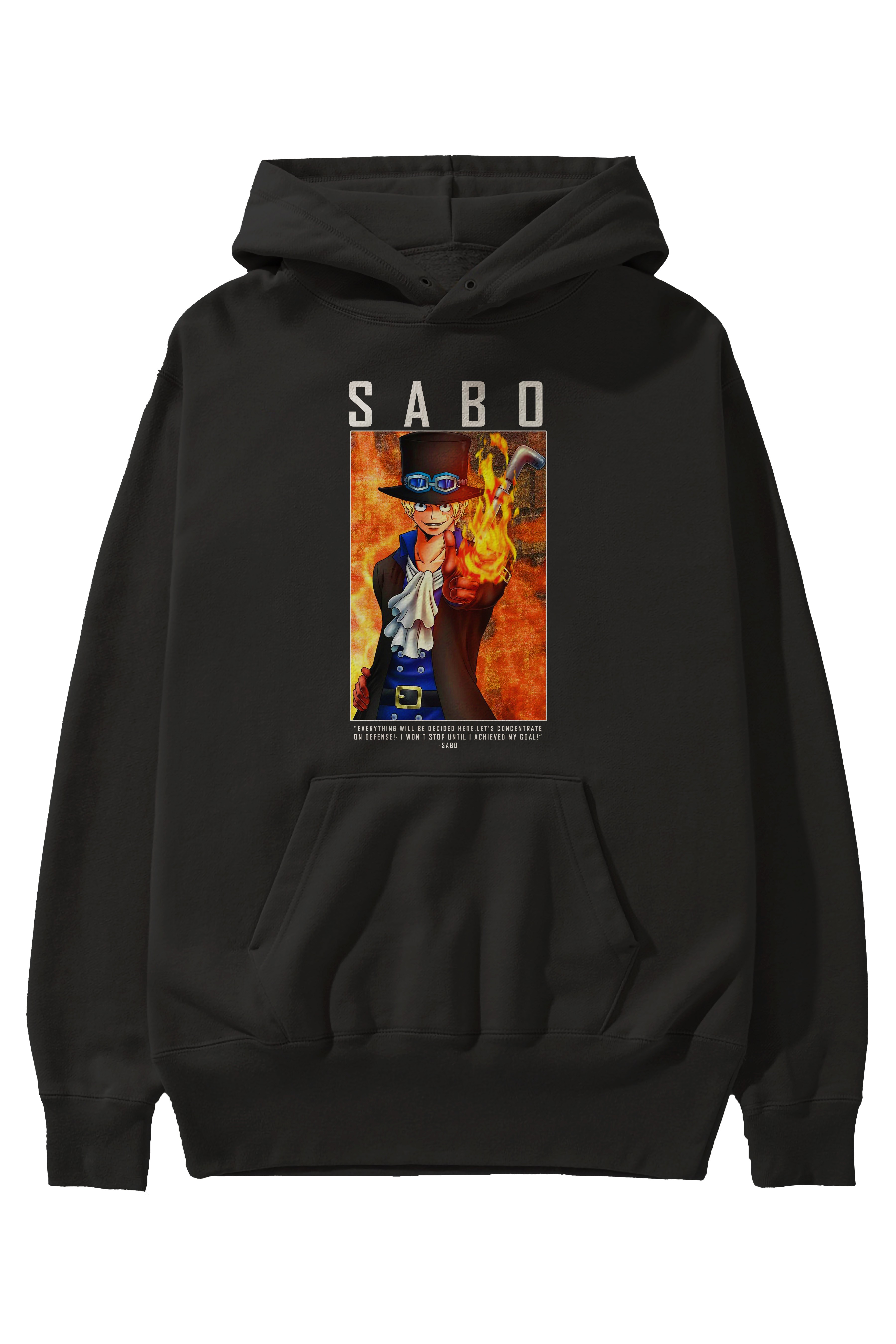 Sabo Anime Ön Baskılı Hoodie Oversize Kapüşonlu Sweatshirt Erkek Kadın Unisex