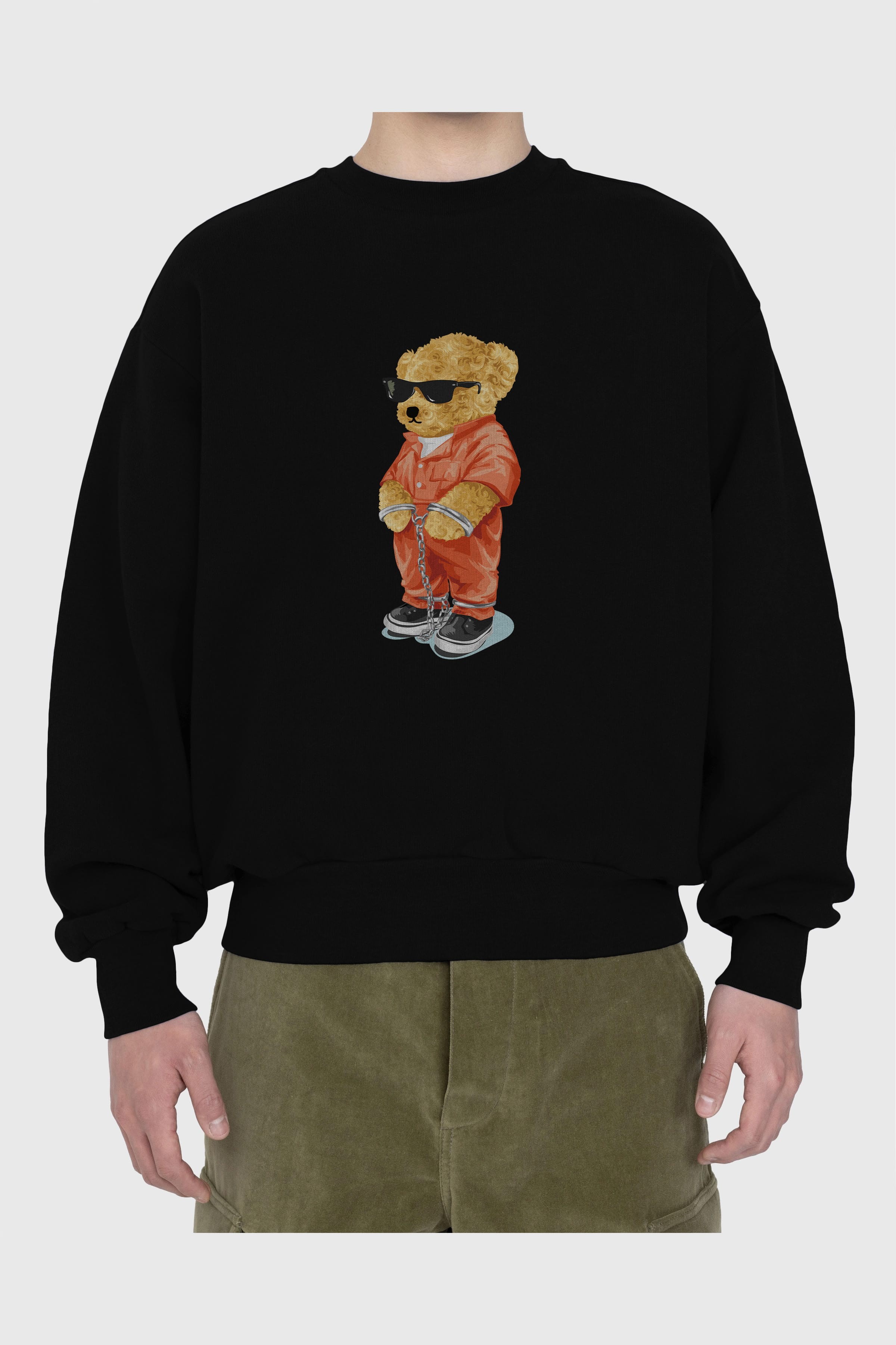 Teddy Bear Kodes Ön Baskılı Oversize Sweatshirt Erkek Kadın Unisex