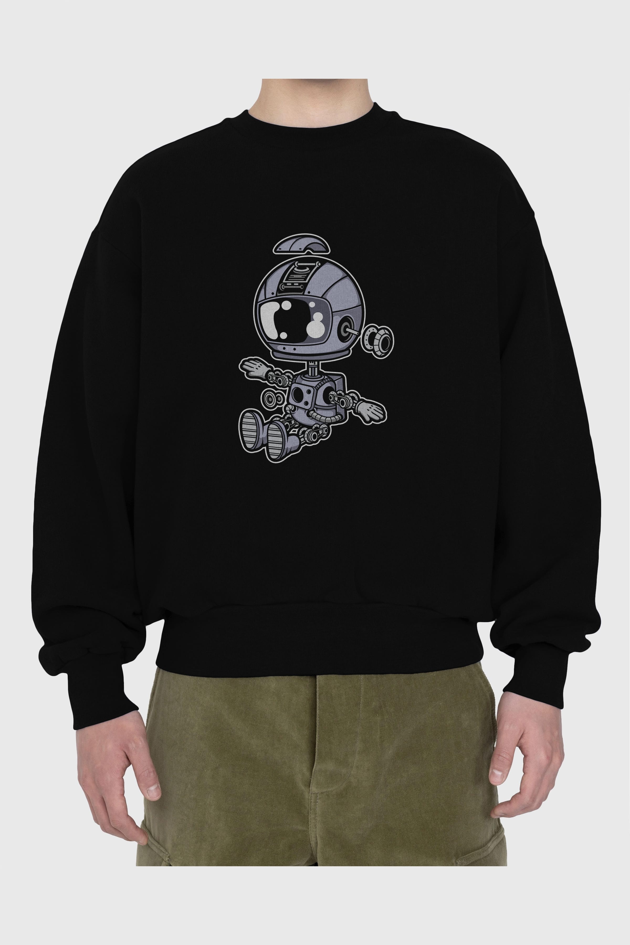 Astronaut Robot Ön Baskılı Oversize Sweatshirt Erkek Kadın Unisex