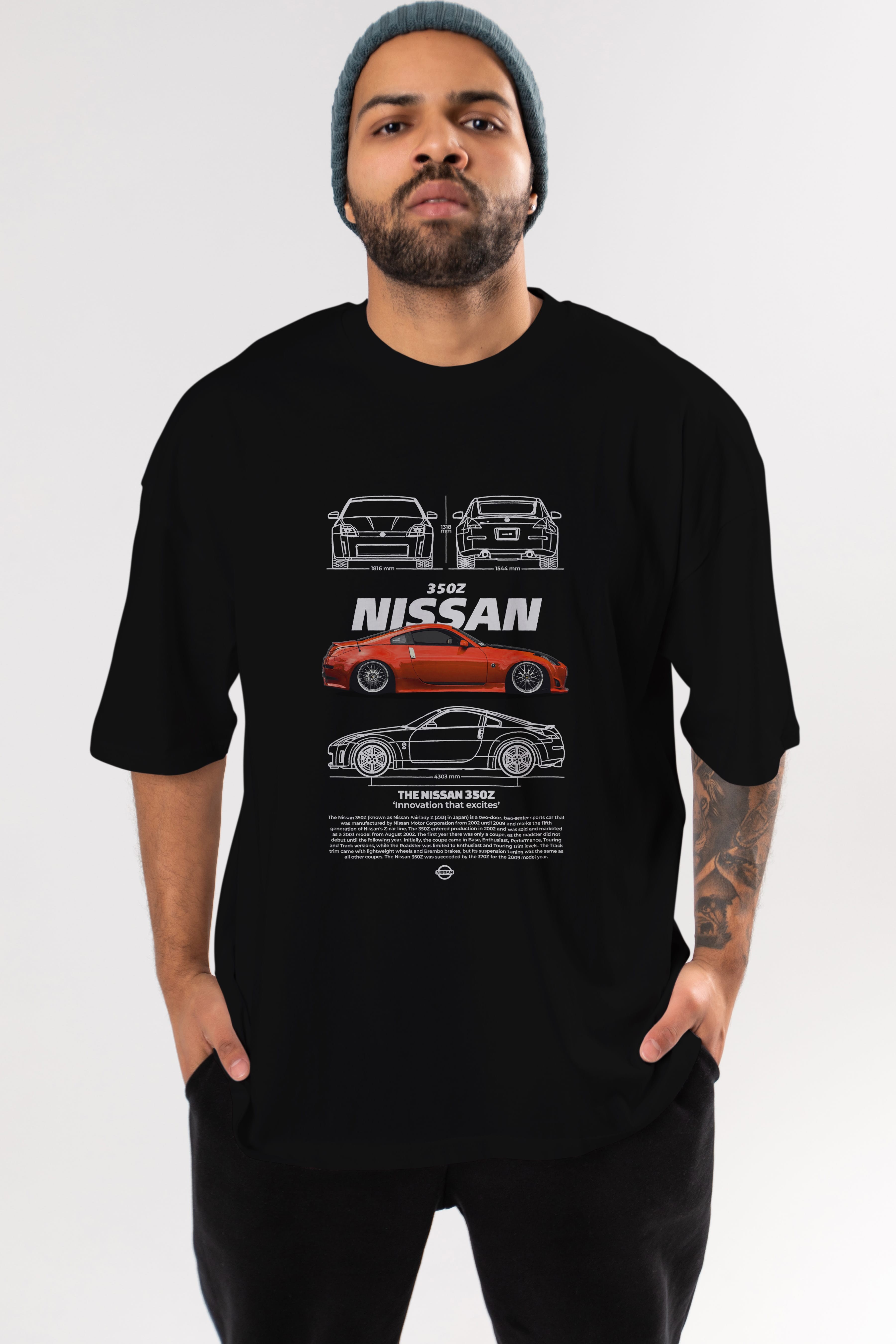 NISSAN 350Z 1 Ön Baskılı Oversize t-shirt Erkek Kadın Unisex %100 Pamuk Bisiklet Yaka tişort