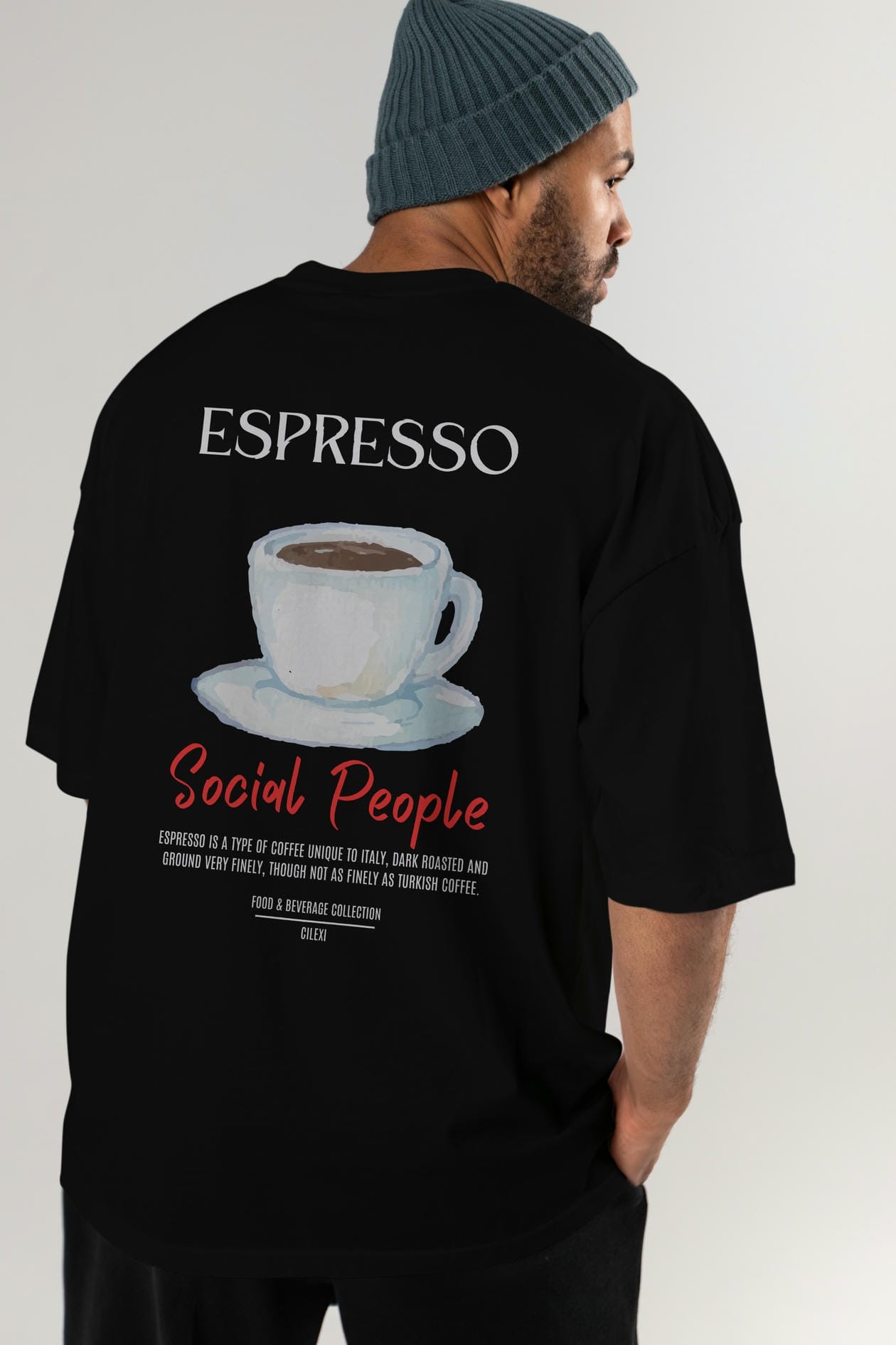 Espresso Kokteyl Serisi Baskılı Oversize t-shirt Erkek Kadın Unisex %100 Pamuk Bisiklet Yaka tişort