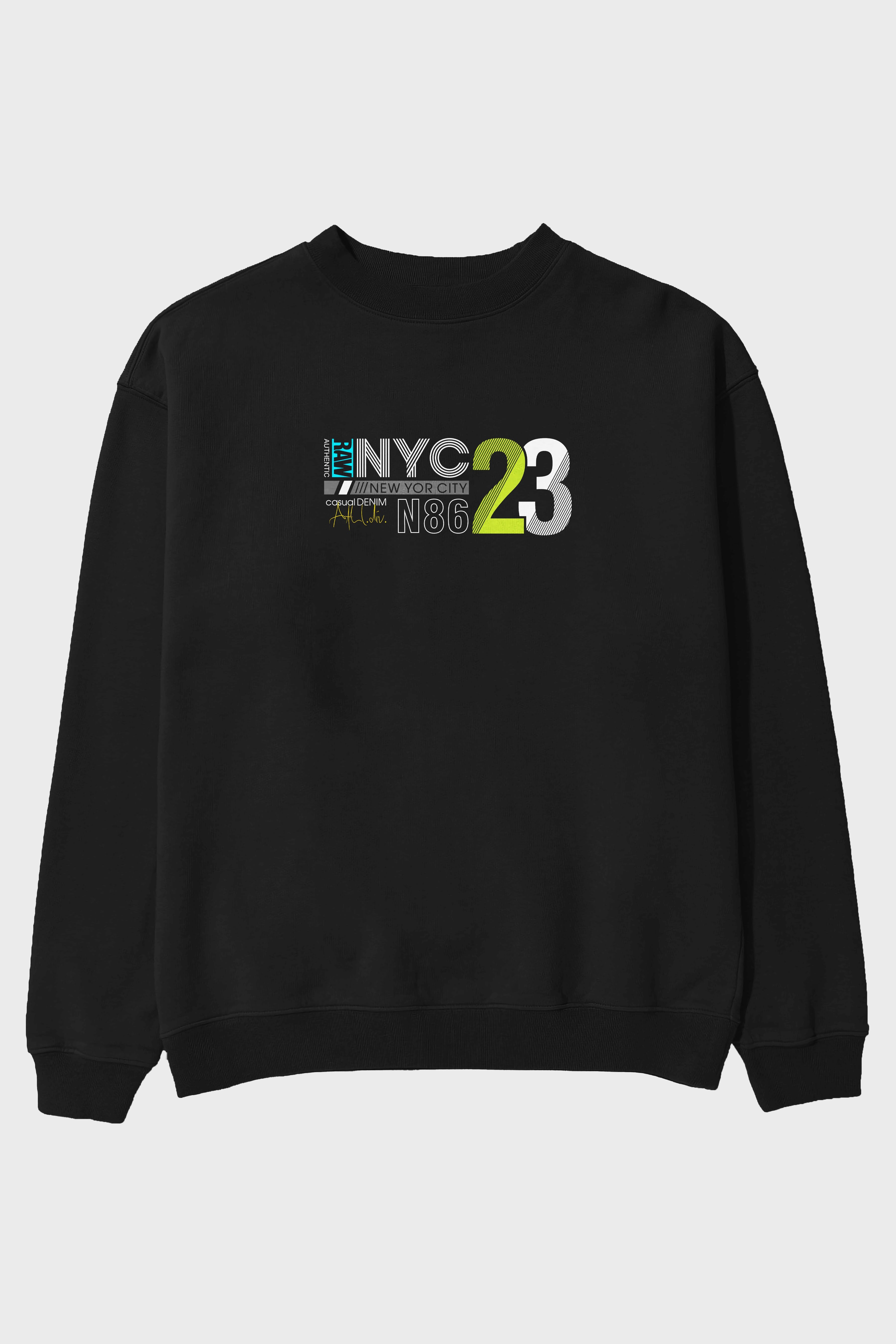 NYC 23 Ön Baskılı Oversize Sweatshirt Erkek Kadın Unisex