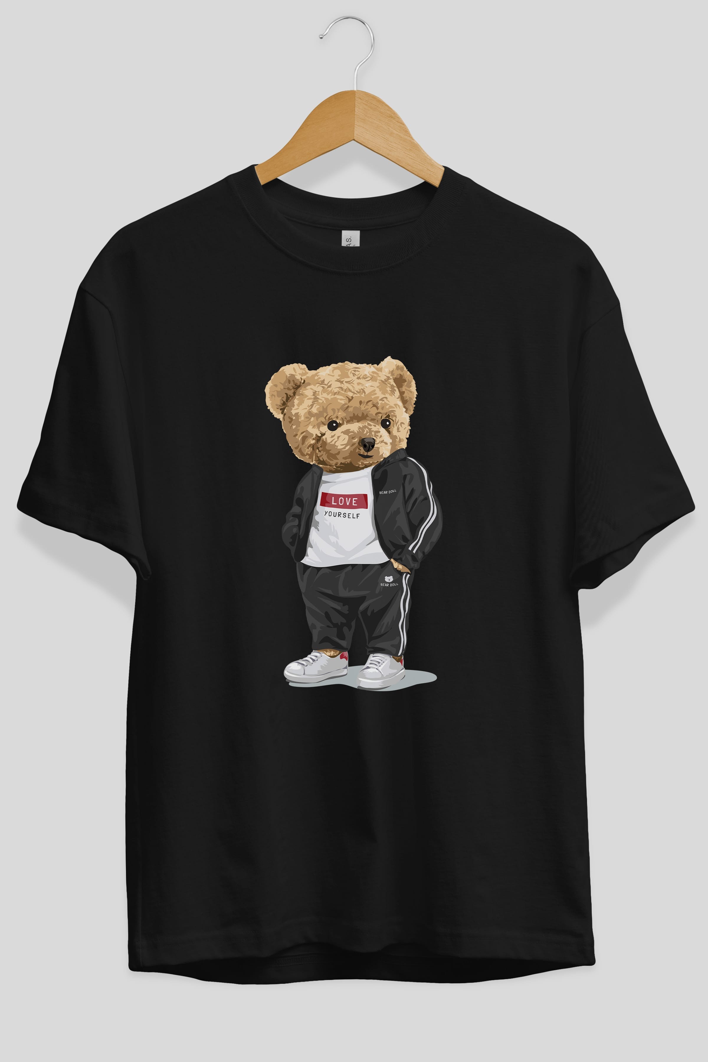 Teddy Bear Love Yourself Ön Baskılı Oversize t-shirt Erkek Kadın Unisex %100 Pamuk