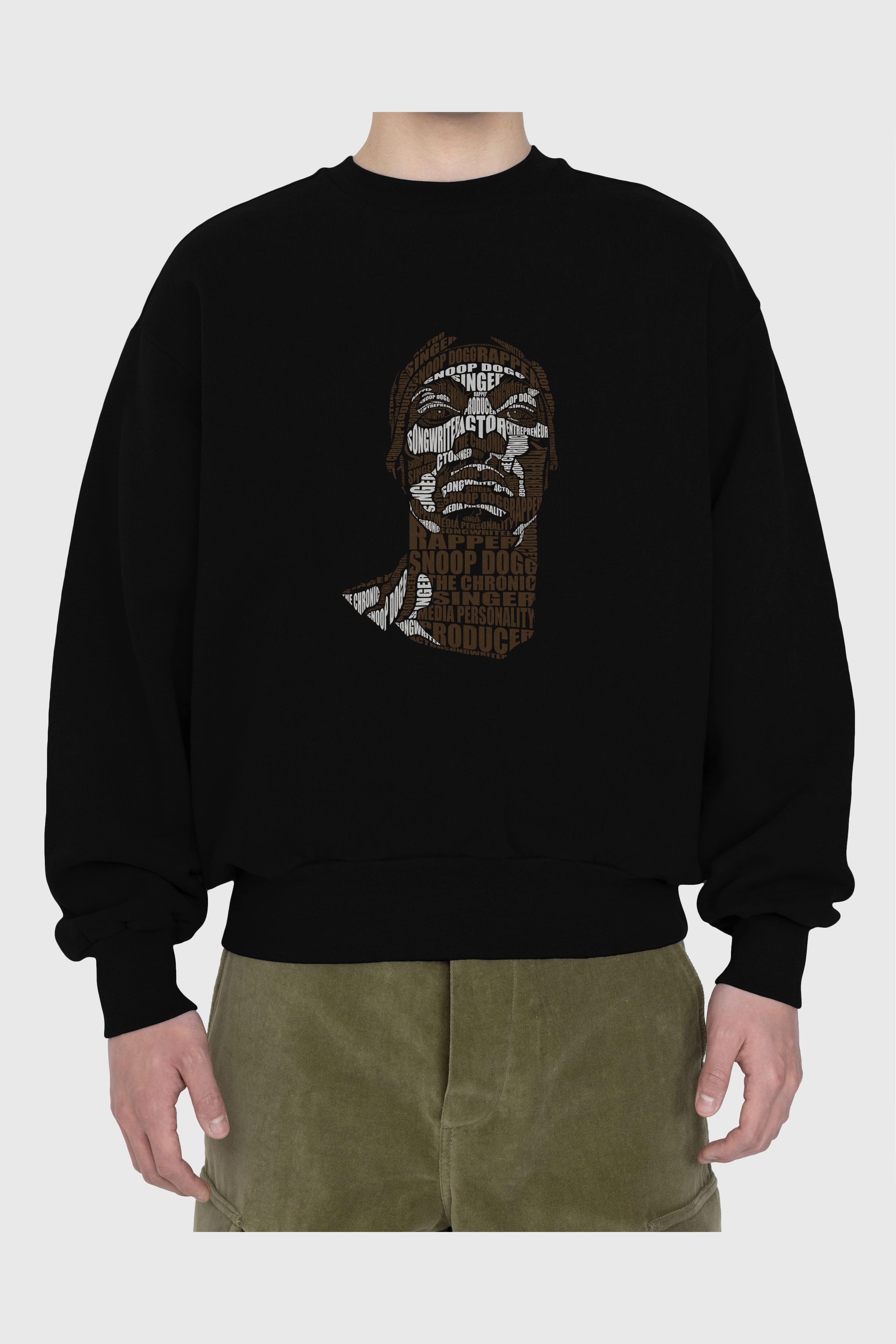 Snoop Dogg Calligram Ön Baskılı Oversize Sweatshirt Erkek Kadın Unisex