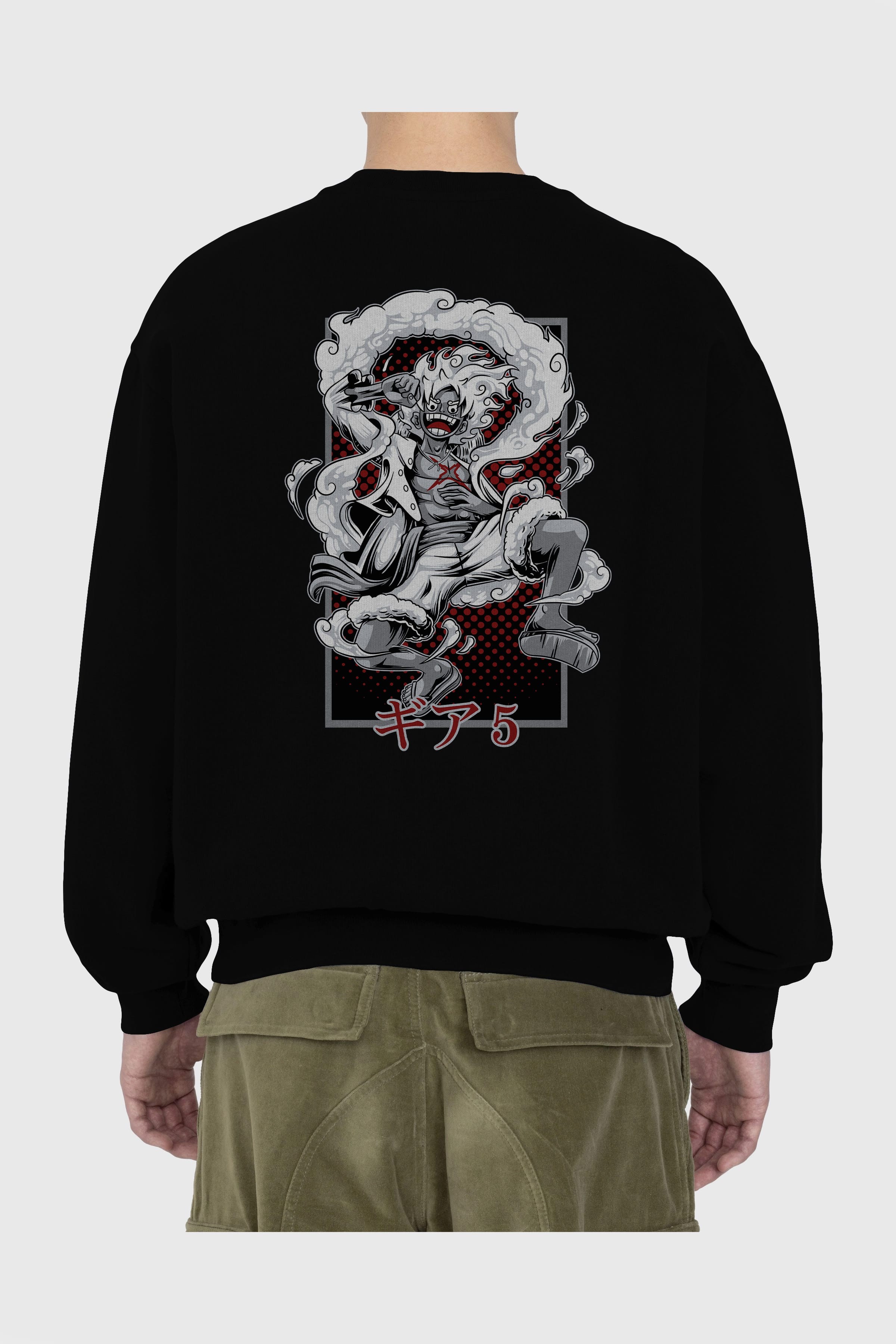 LUFFY GEAR 5 Anime Arka Baskılı Oversize Sweatshirt Erkek Kadın Unisex