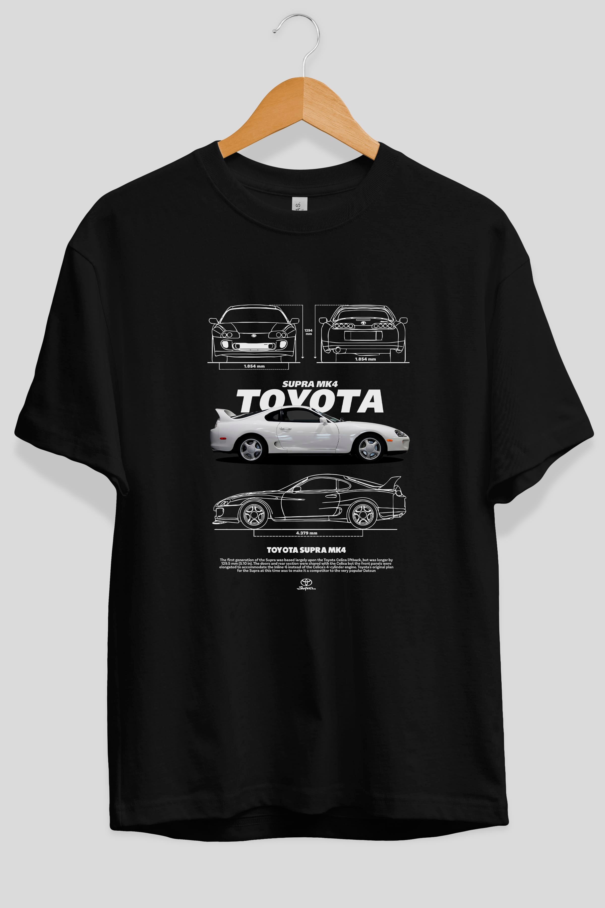 Toyota SUPRA MK4 1 Ön Baskılı Oversize t-shirt Erkek Kadın Unisex %100 Pamuk Bisiklet Yaka tişort