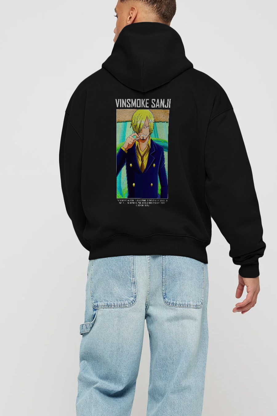 Sanji 2 Anime Arka Baskılı Hoodie Oversize Kapüşonlu Sweatshirt Erkek Kadın Unisex