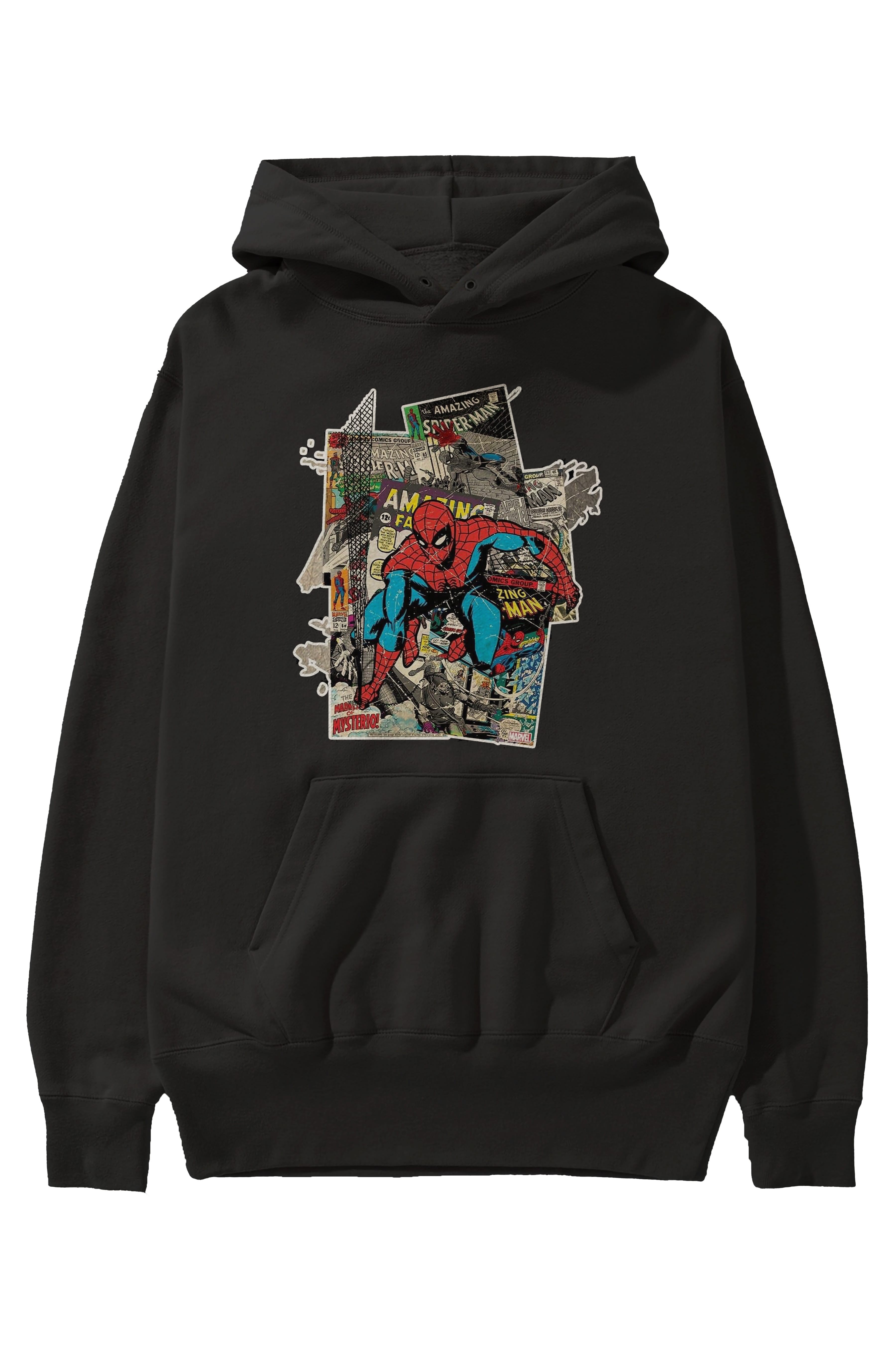 Spiderman Ön Baskılı Hoodie Oversize Kapüşonlu Sweatshirt Erkek Kadın Unisex