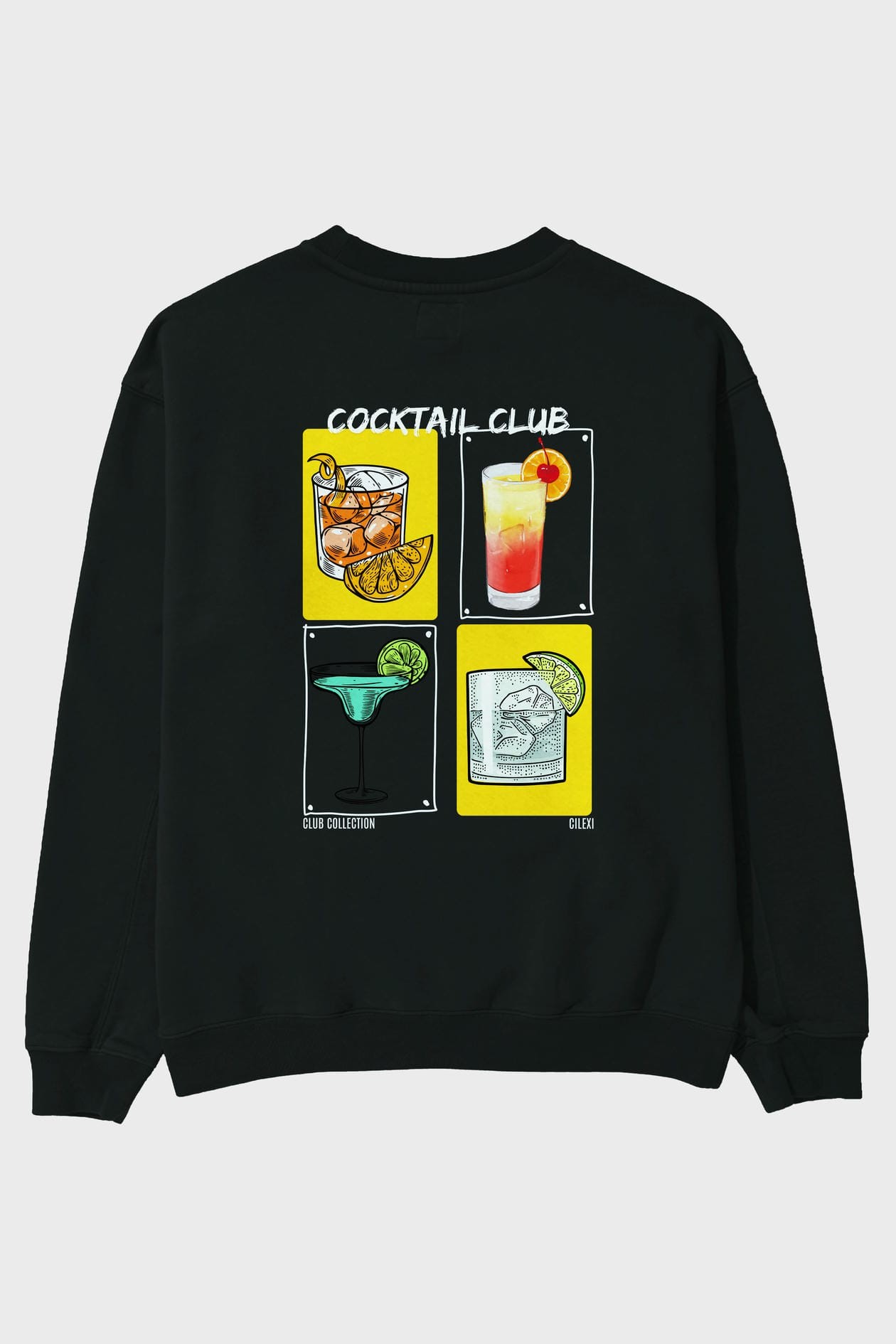 Cocktail Club Arka Baskılı Oversize Sweatshirt Erkek Kadın Unisex