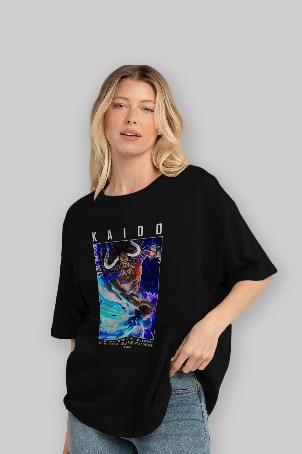 Kaido 2 Anime Ön Baskılı Oversize t-shirt Erkek Kadın Unisex