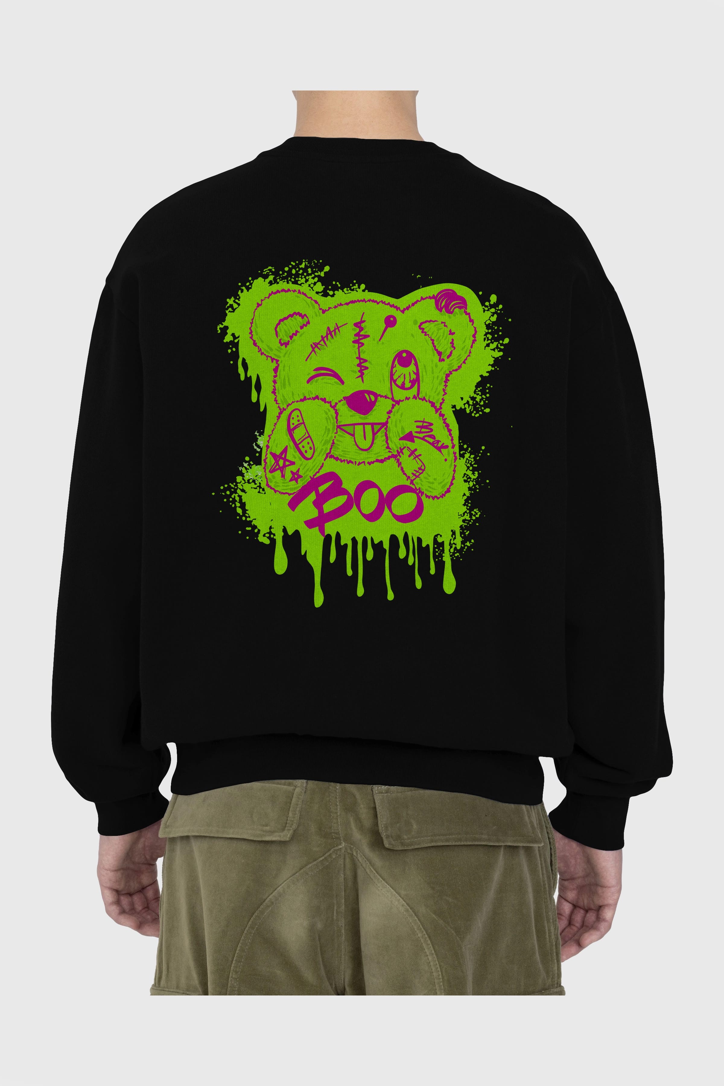 Boo  Bear Arka Baskılı Oversize Sweatshirt Erkek Kadın Unisex