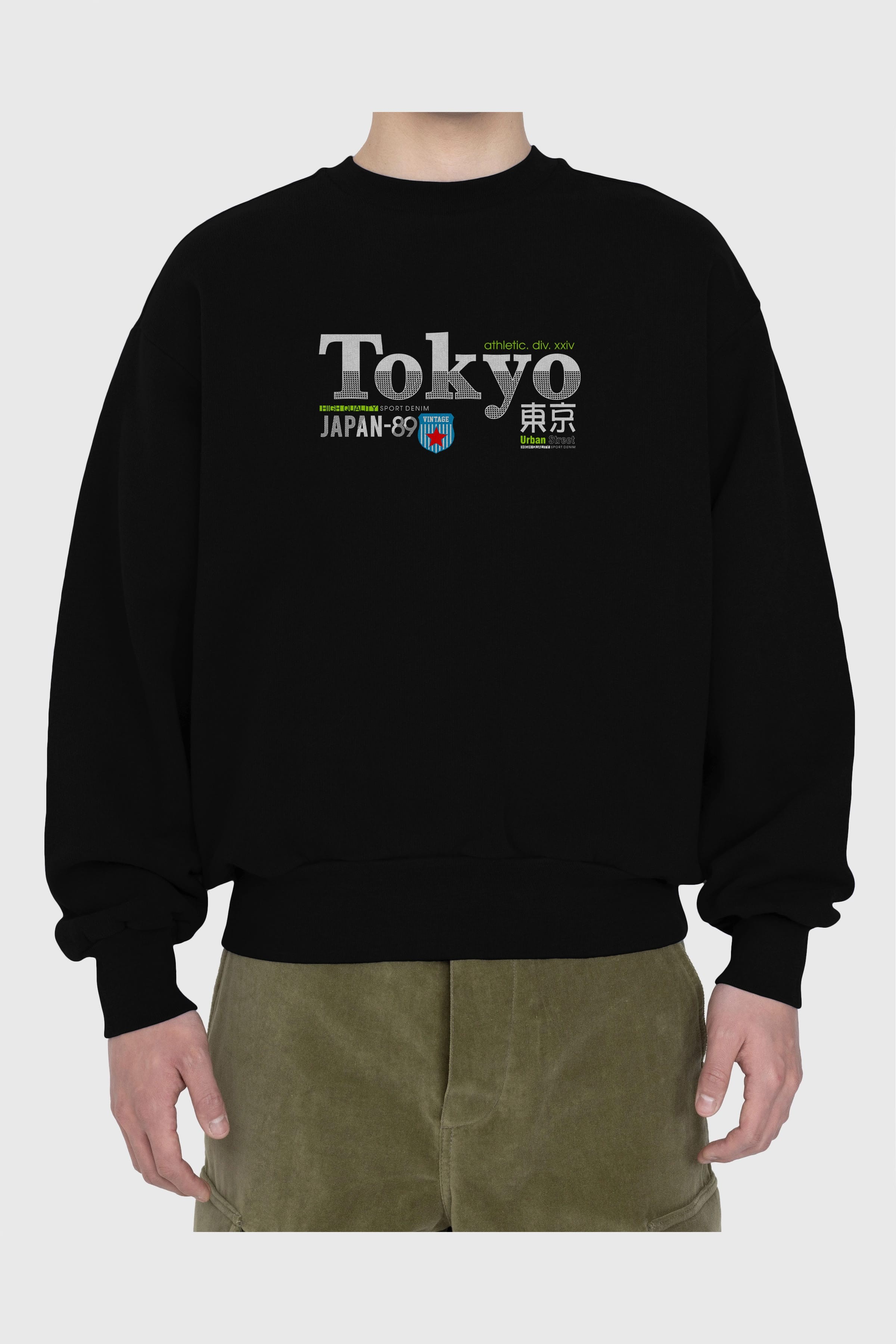 Tokyo 2 Ön Baskılı Oversize Sweatshirt Erkek Kadın Unisex