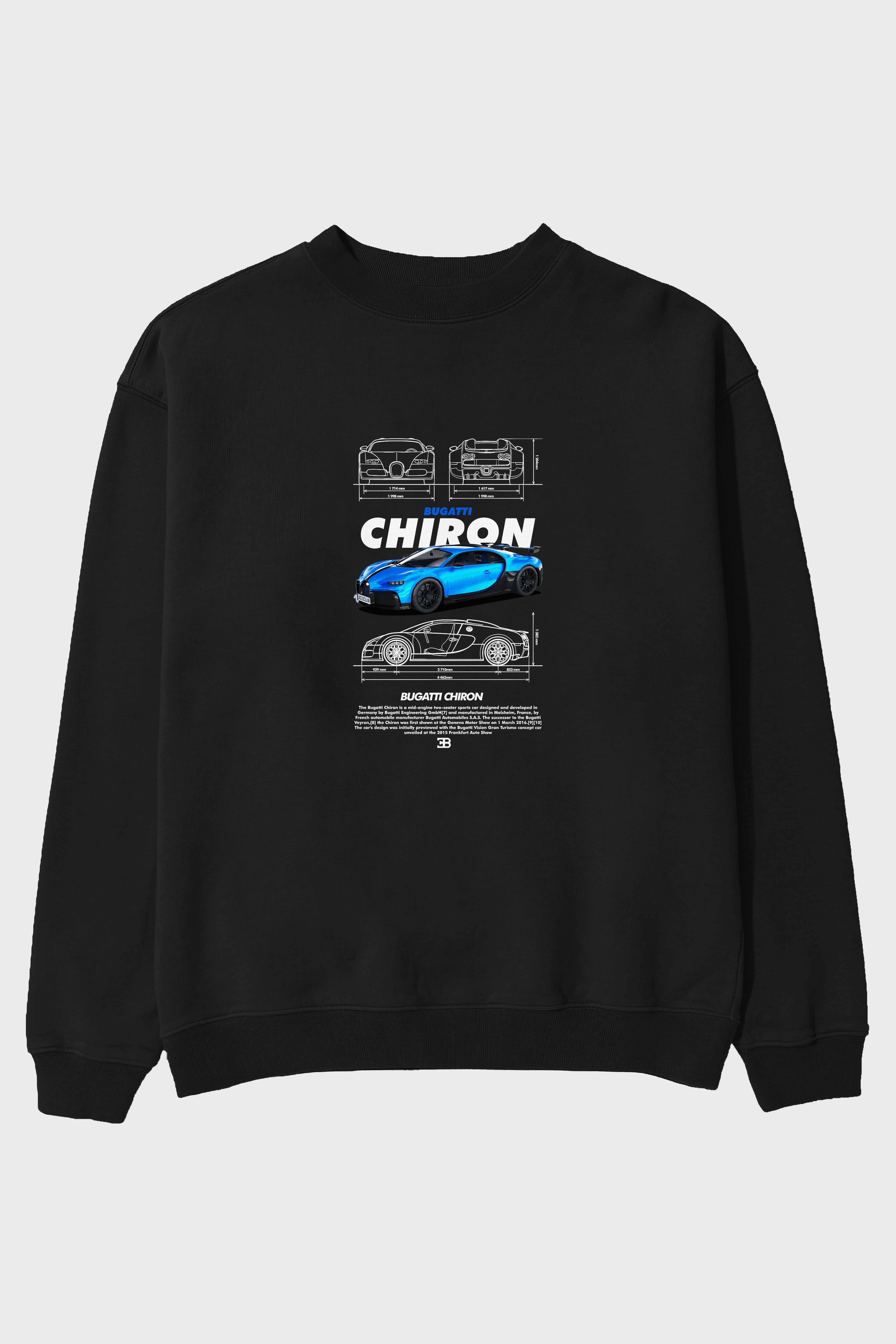 BUGATTI CHIRON Ön Baskılı Anime Oversize Sweatshirt Erkek Kadın Unisex