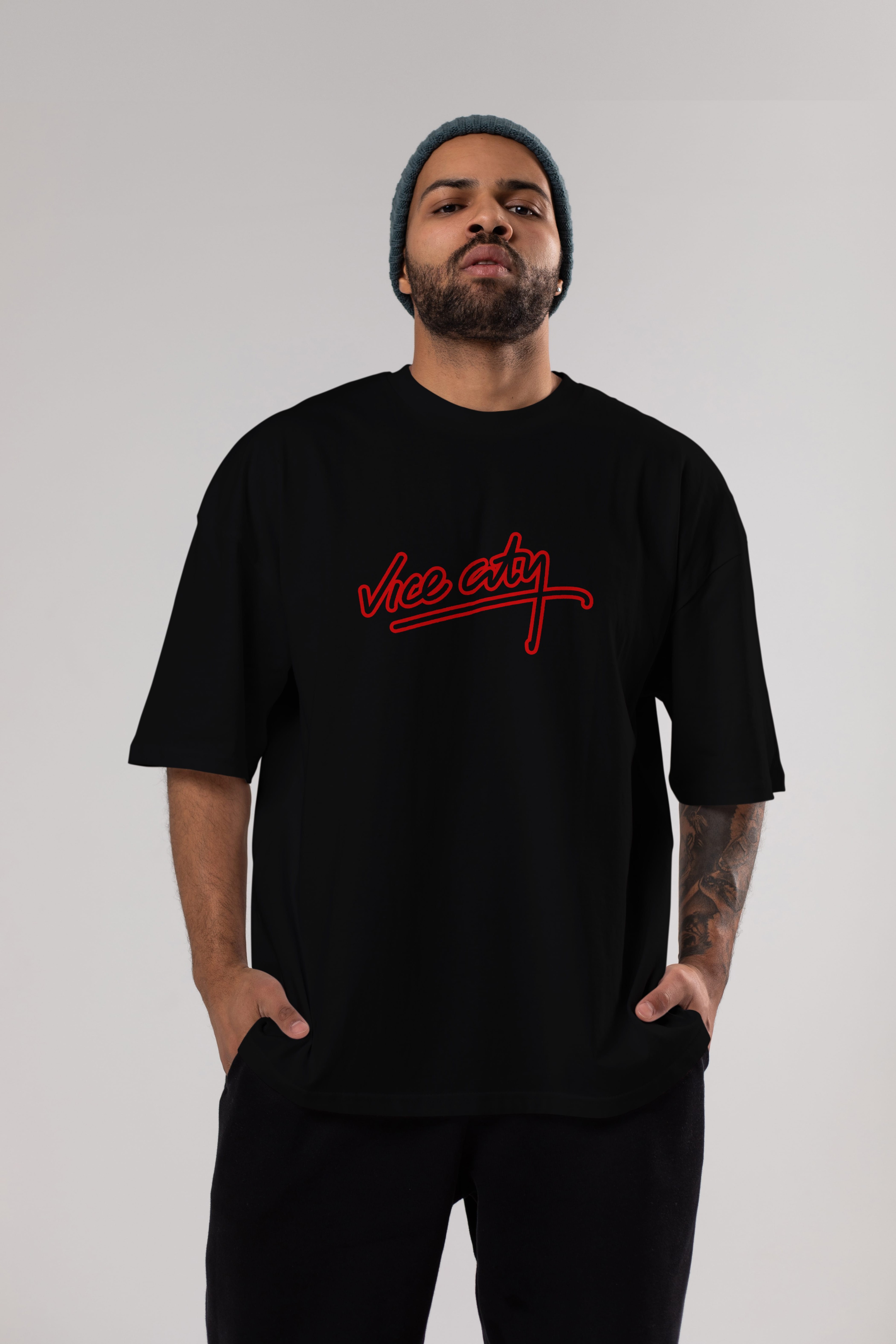 Vice City Ön Baskılı Oversize t-shirt %100 pamuk Erkek Kadın Unisex