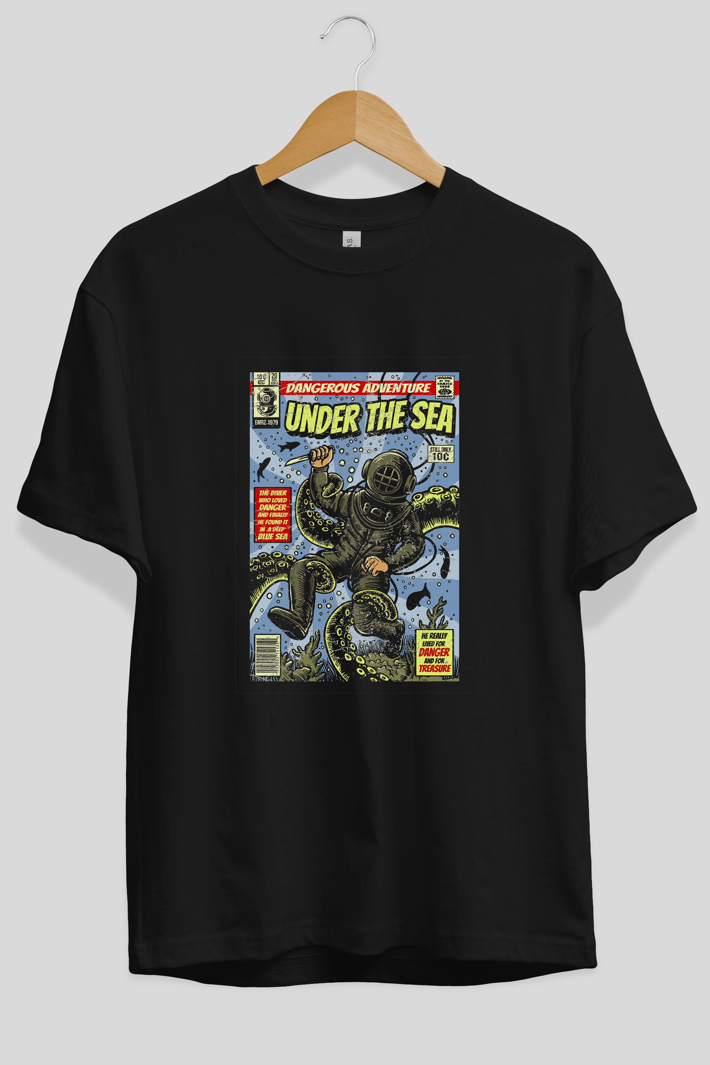 Under The Sea Ön Baskılı Oversize t-shirt Erkek Kadın Unisex %100 Pamuk tişort