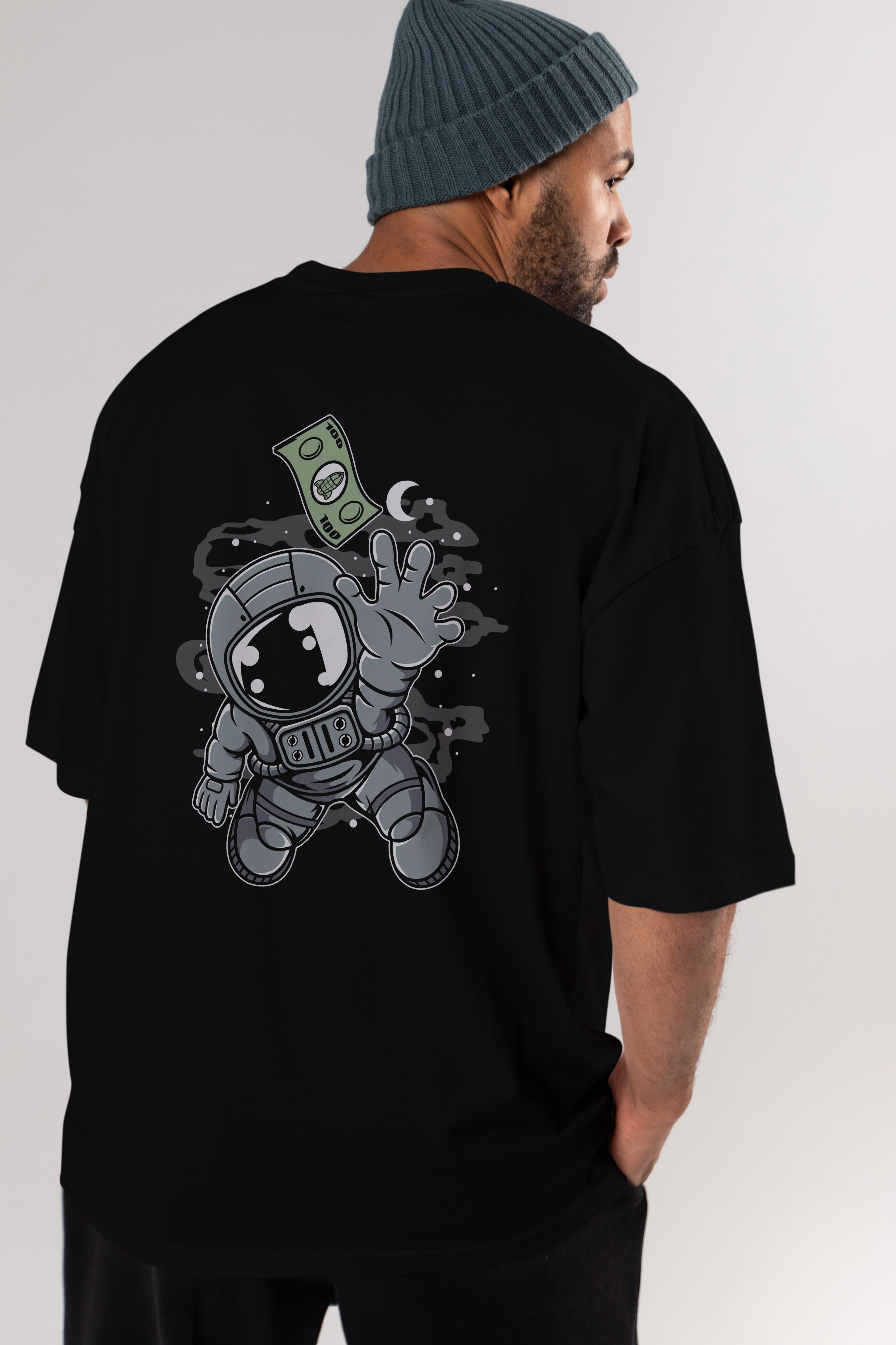 Astronaut Dollar Arka Baskılı Oversize t-shirt Erkek Kadın Unisex