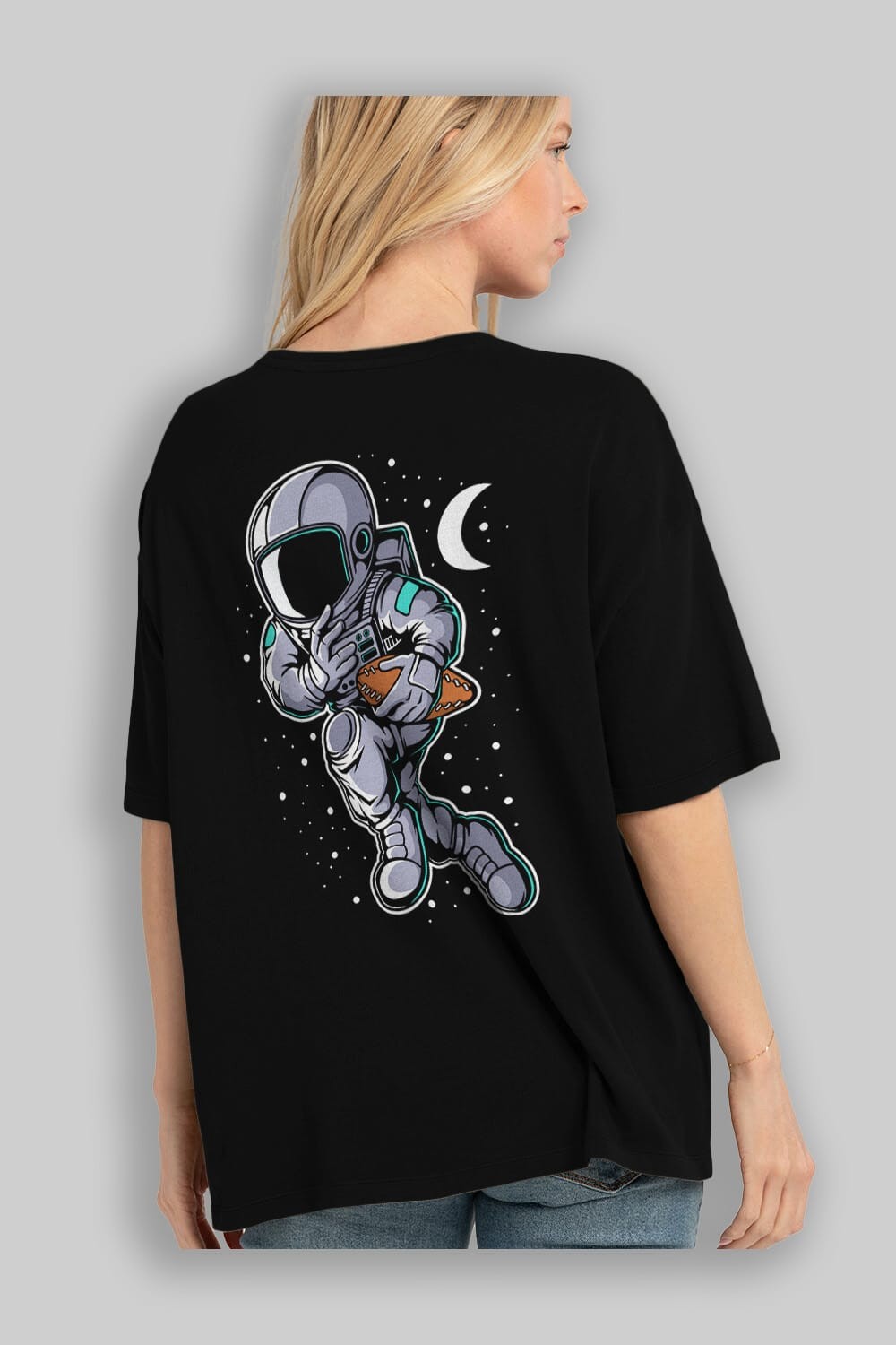 Astronaut Rugby Arka Baskılı Oversize t-shirt Erkek Kadın Unisex