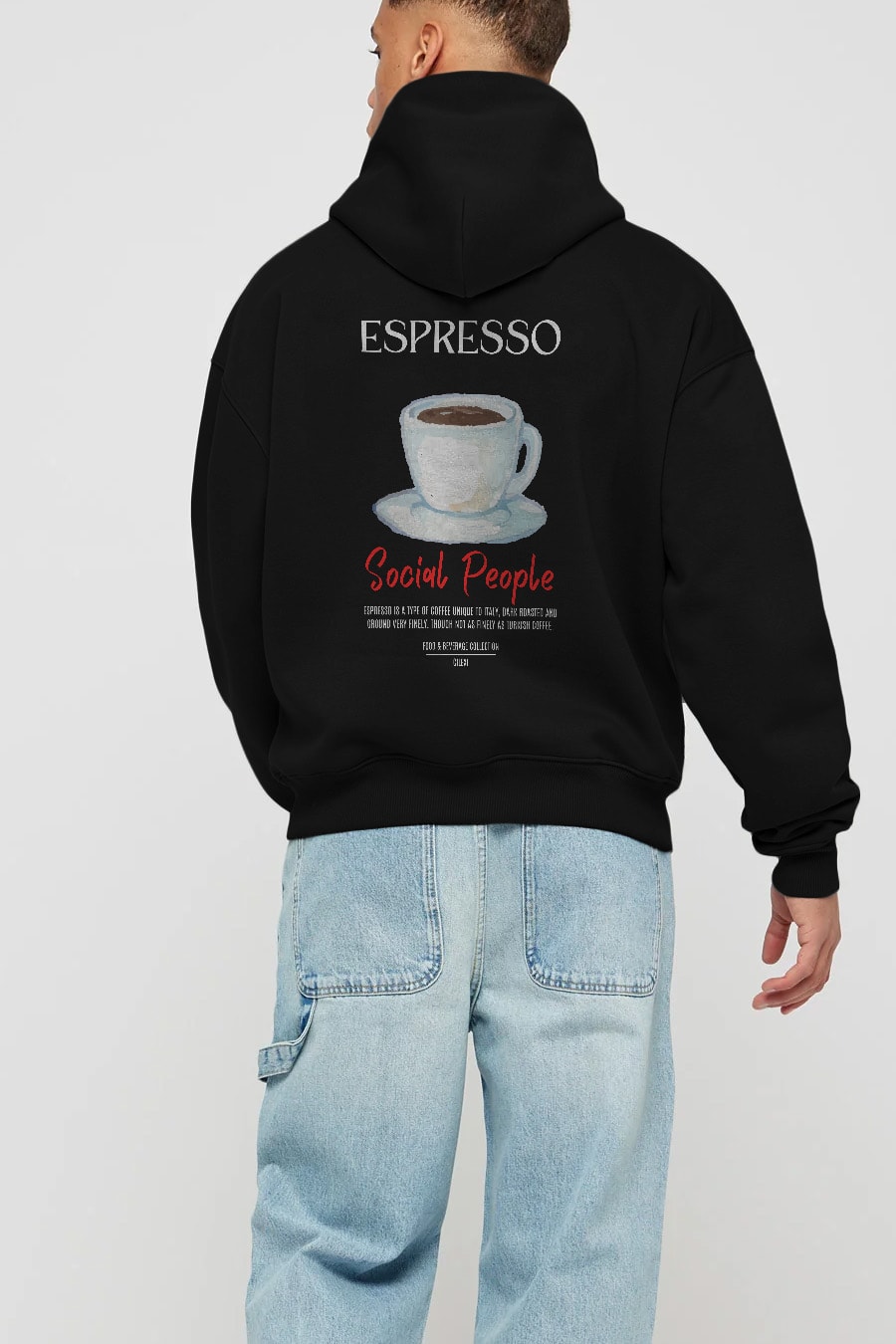 Espresso Kokteyl Arka Baskılı Hoodie Oversize Kapüşonlu Sweatshirt Erkek Kadın