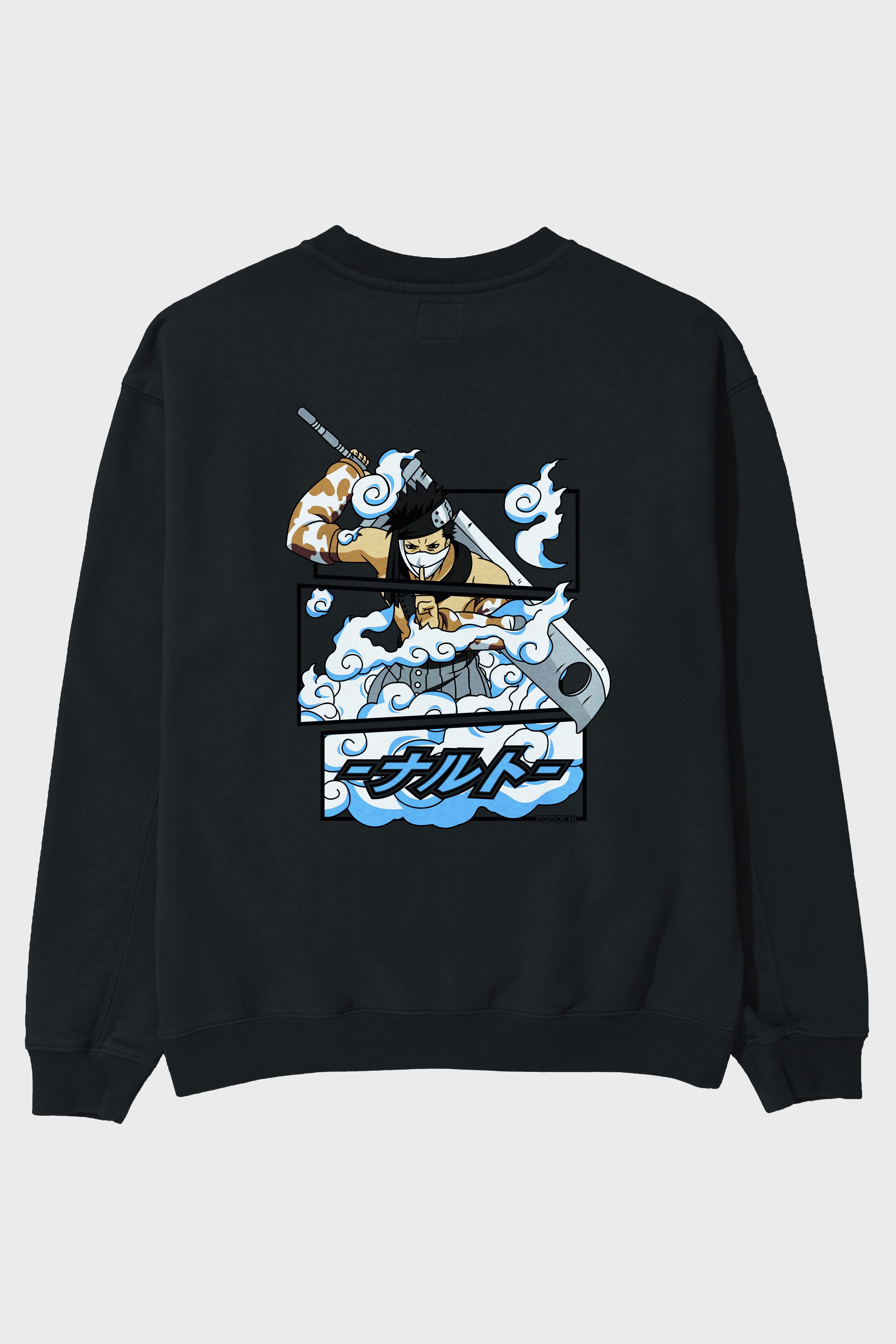 zabuza momochi Anime Arka Baskılı Oversize Sweatshirt Erkek Kadın Unisex