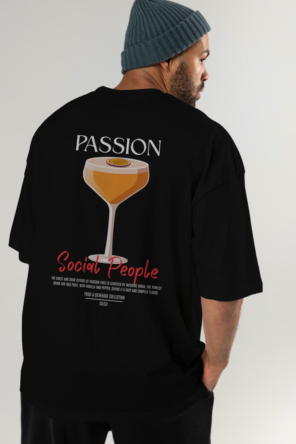 Passion Kokteyl Serisi Baskılı Oversize t-shirt Erkek Kadın Unisex %100 Pamuk Bisiklet Yaka tişort