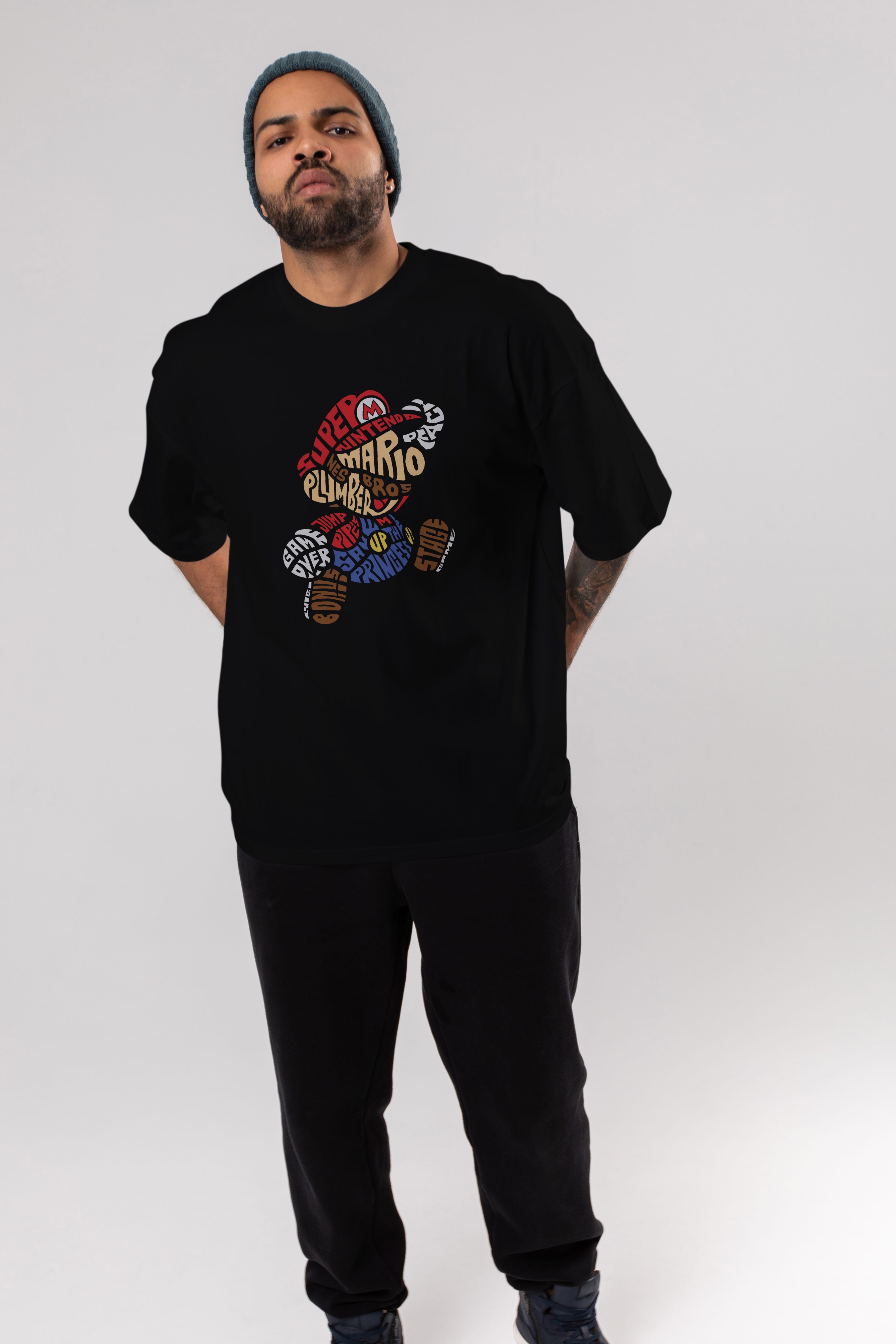 Mario Bros Ön Baskılı Oversize t-shirt %100 pamuk Erkek Kadın Unisex