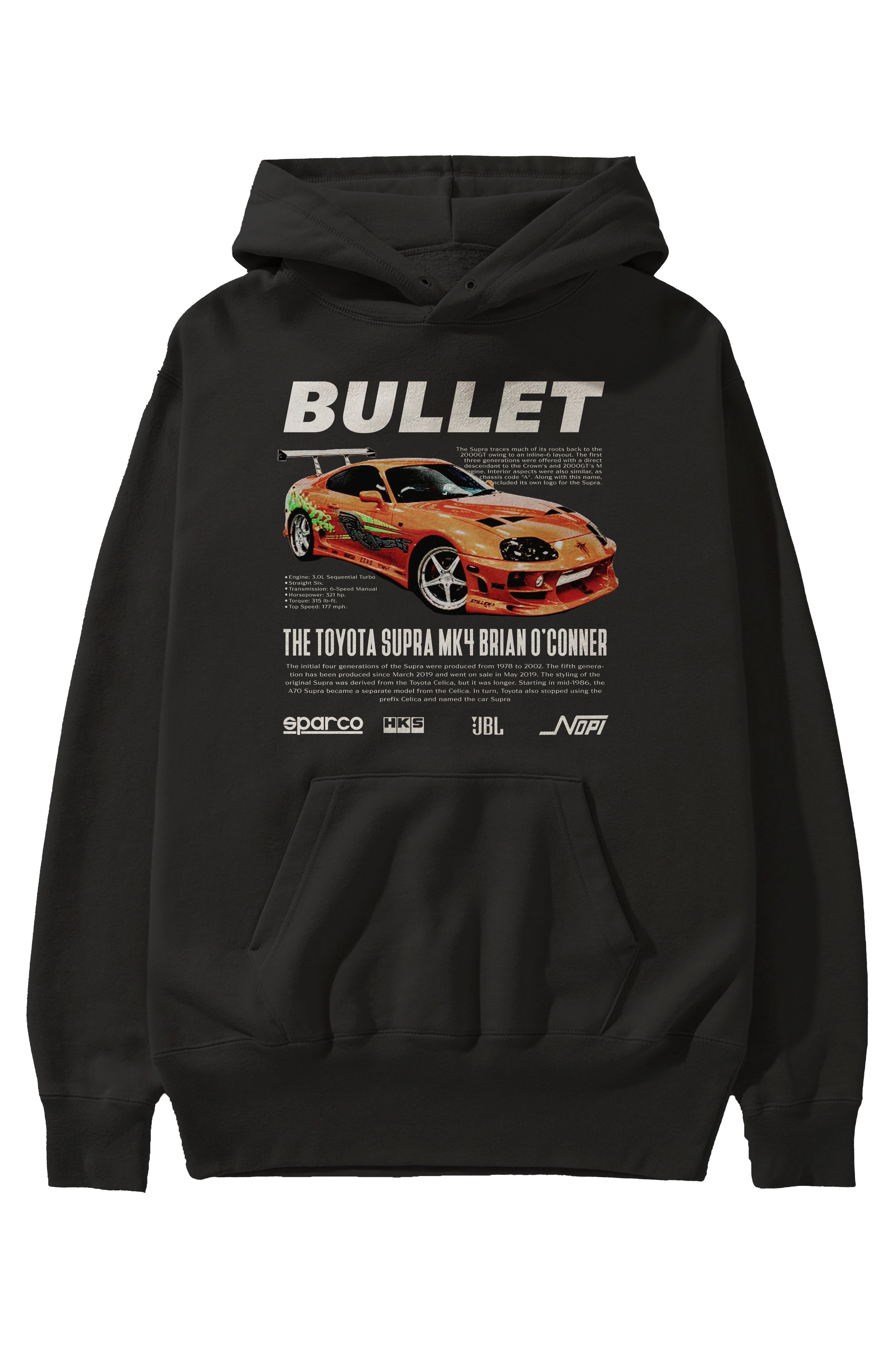 TOYOTA SUPRA MK4 Bullet Ön Baskılı Hoodie Oversize Kapüşonlu Sweatshirt Erkek Kadın Unisex