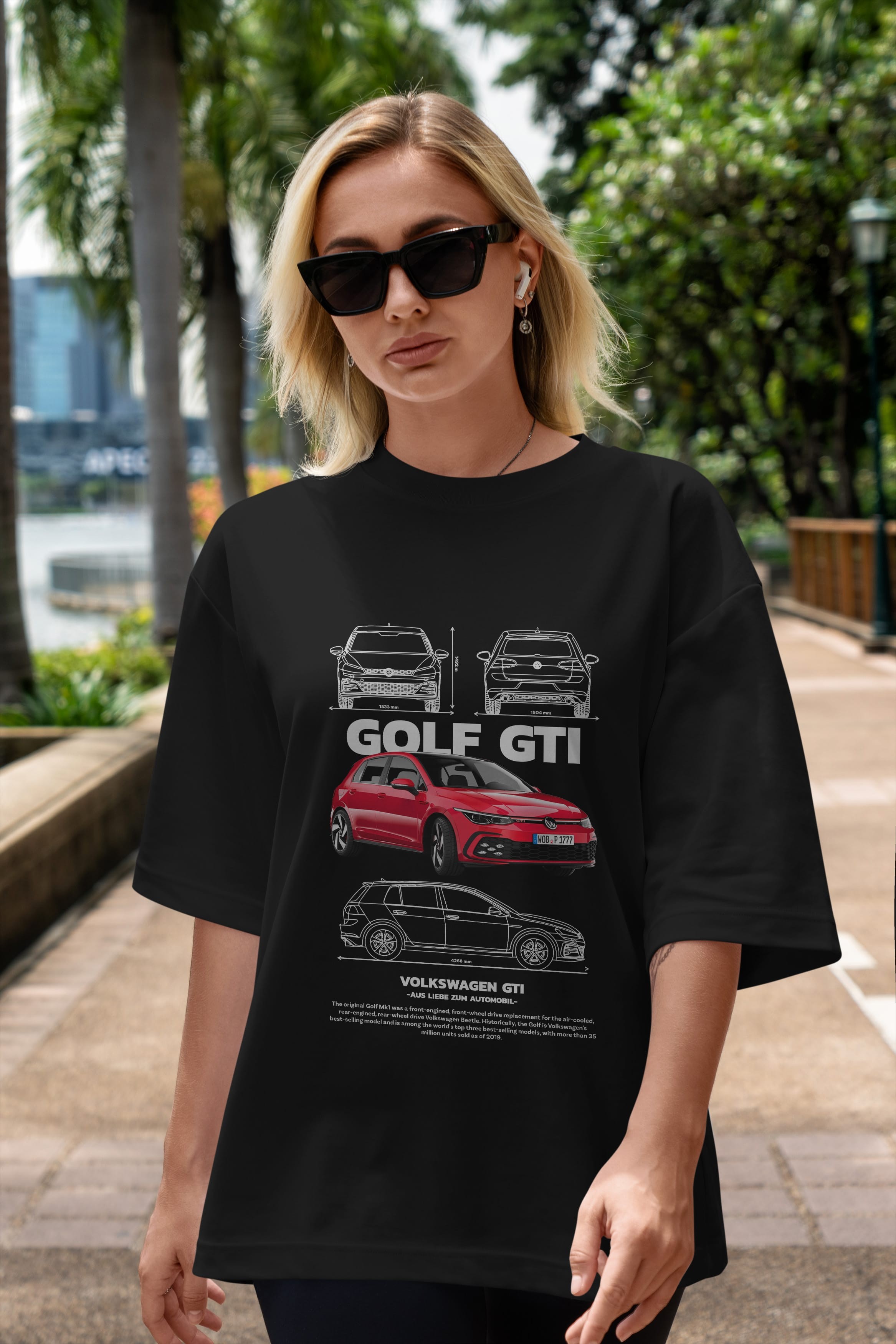 VOLKSWAGEN Golf GTI Ön Baskılı Oversize t-shirt Erkek Kadın Unisex %100 Pamuk Bisiklet Yaka tişort