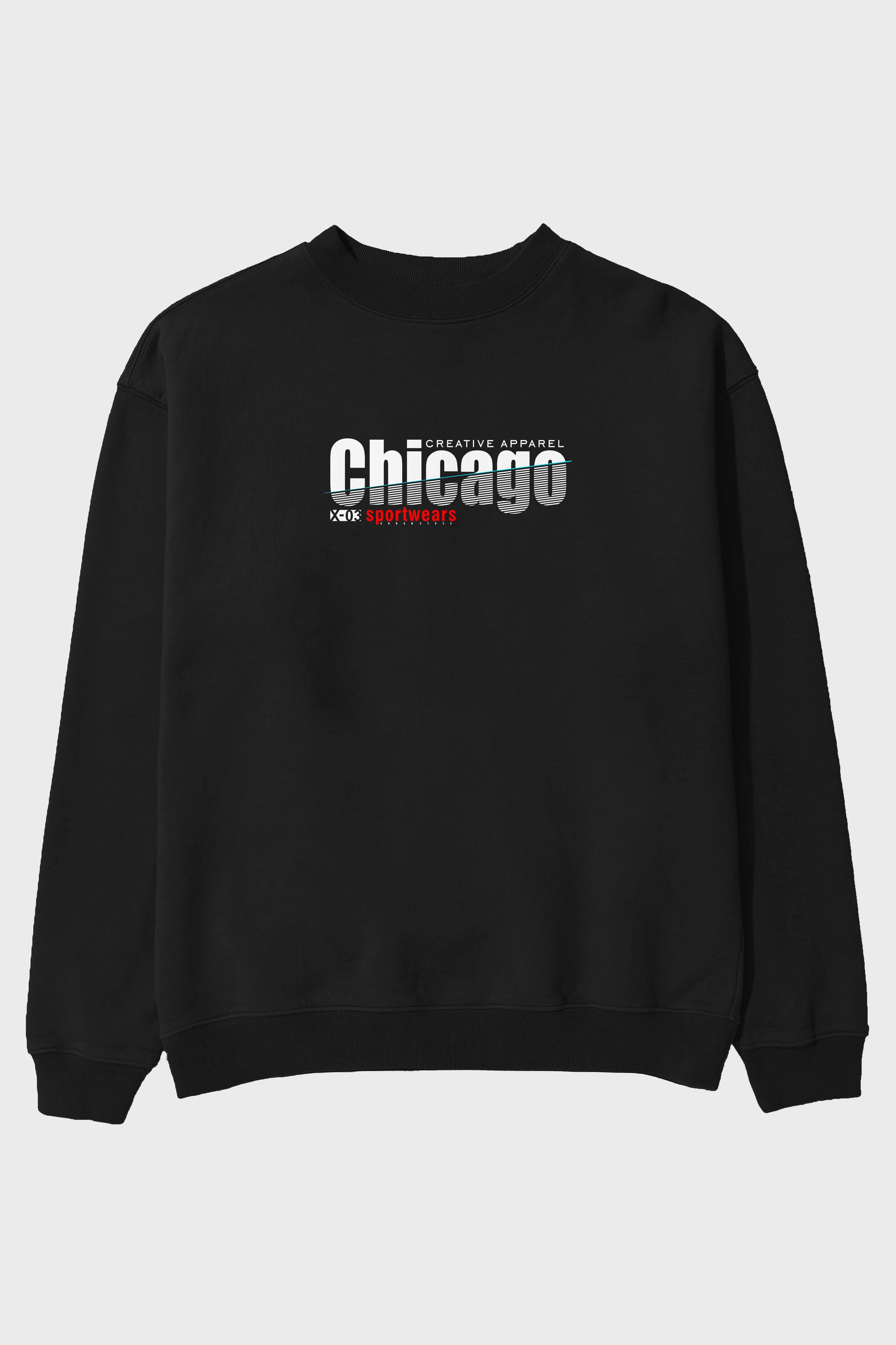 Chicago Sport Ön Baskılı Oversize Sweatshirt Erkek Kadın Unisex