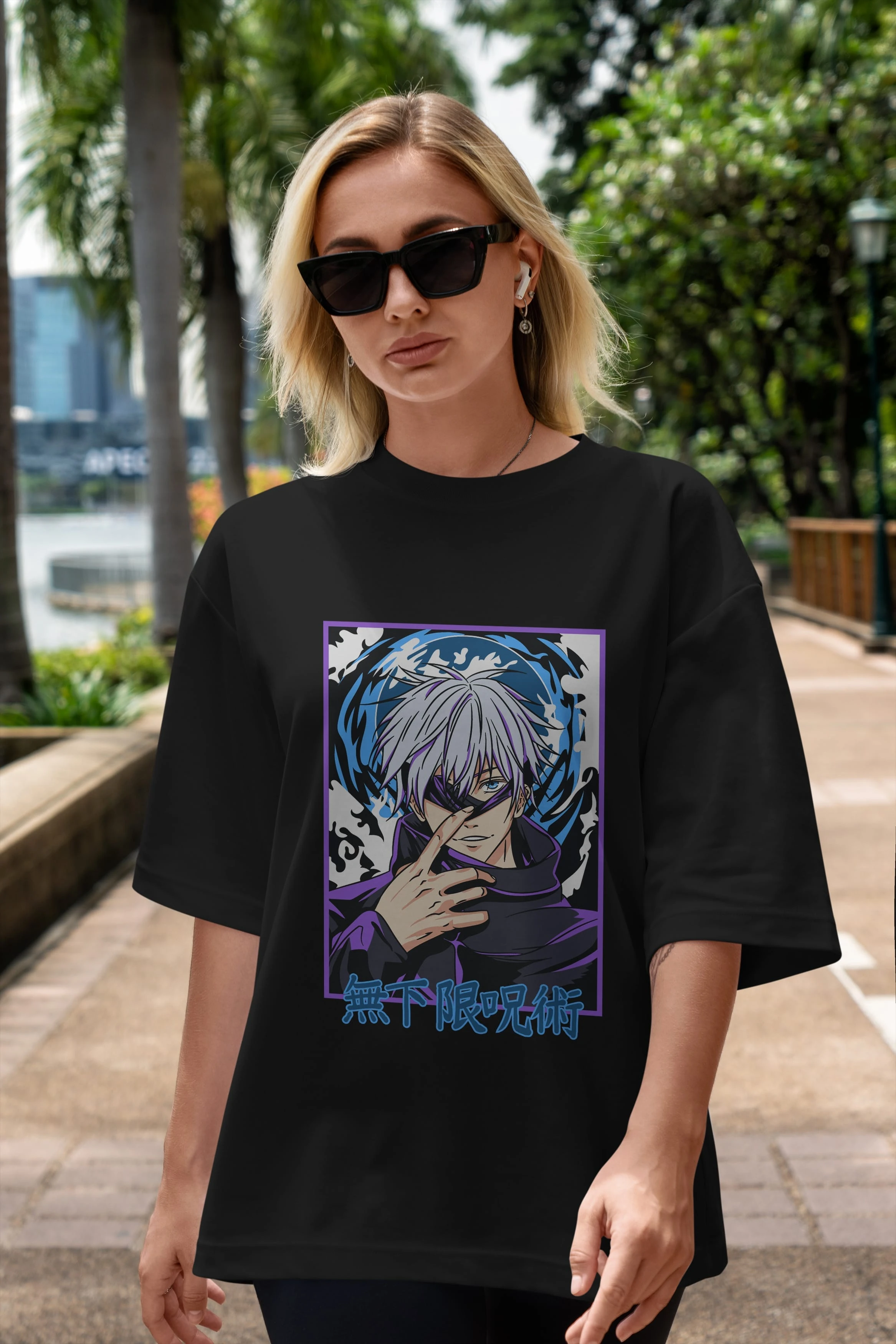 SATORU GOJO 3 Anime Ön Baskılı Oversize t-shirt %100 pamuk Erkek Kadın Unisex