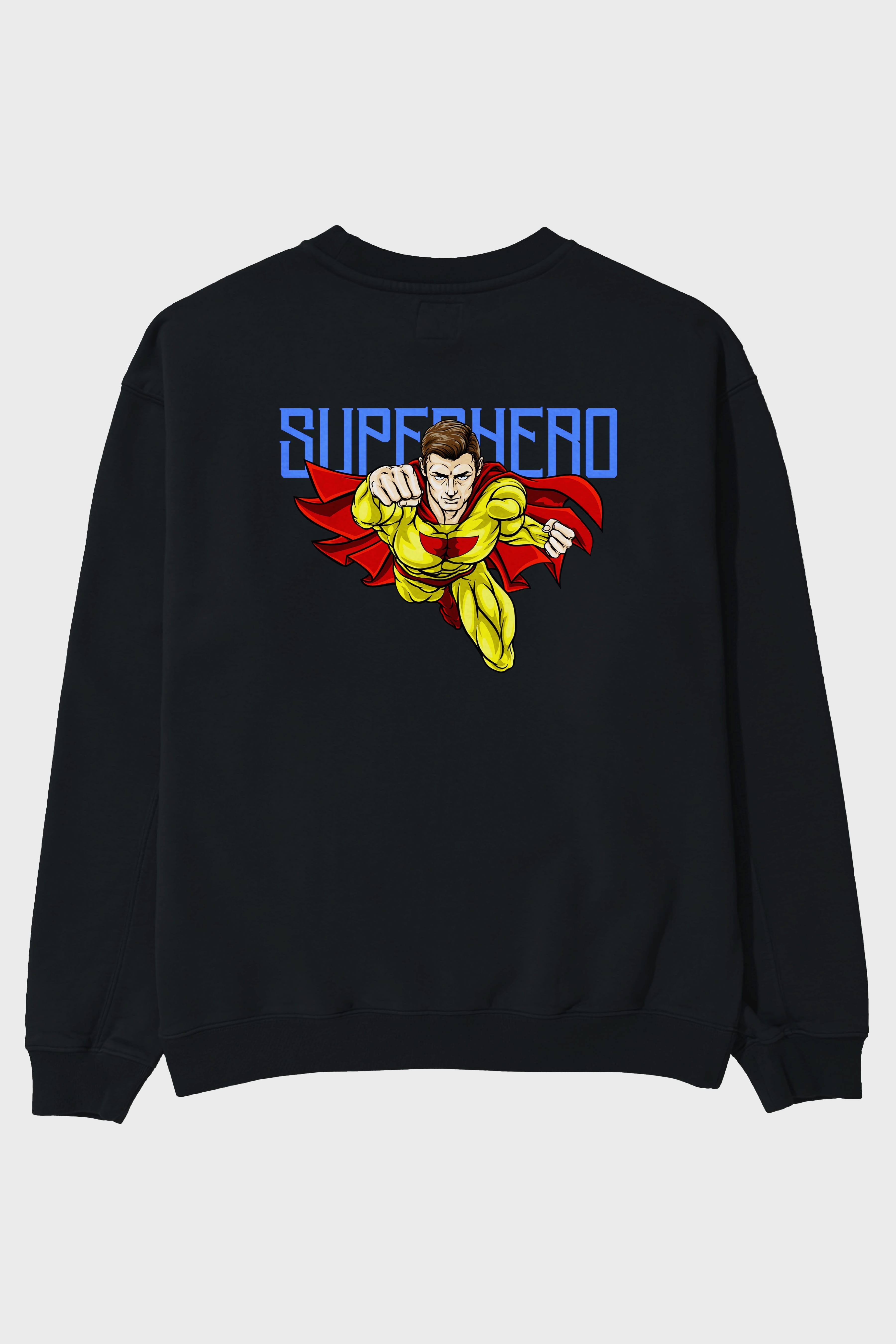 Super Hero Arka Baskılı Oversize Sweatshirt Erkek Kadın Unisex