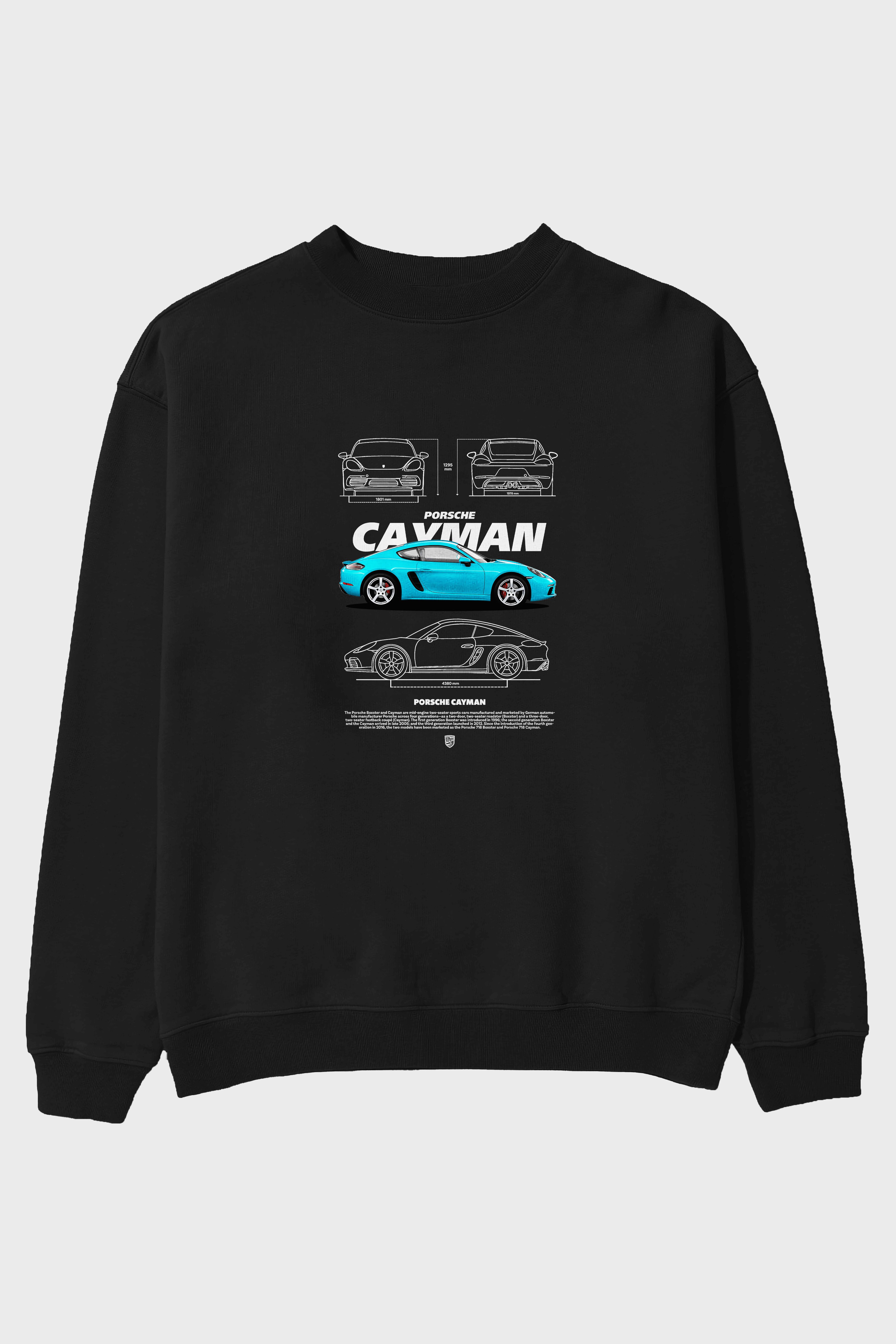 Porsche CAYMAN BLUE Ön Baskılı Anime Oversize Sweatshirt Erkek Kadın Unisex