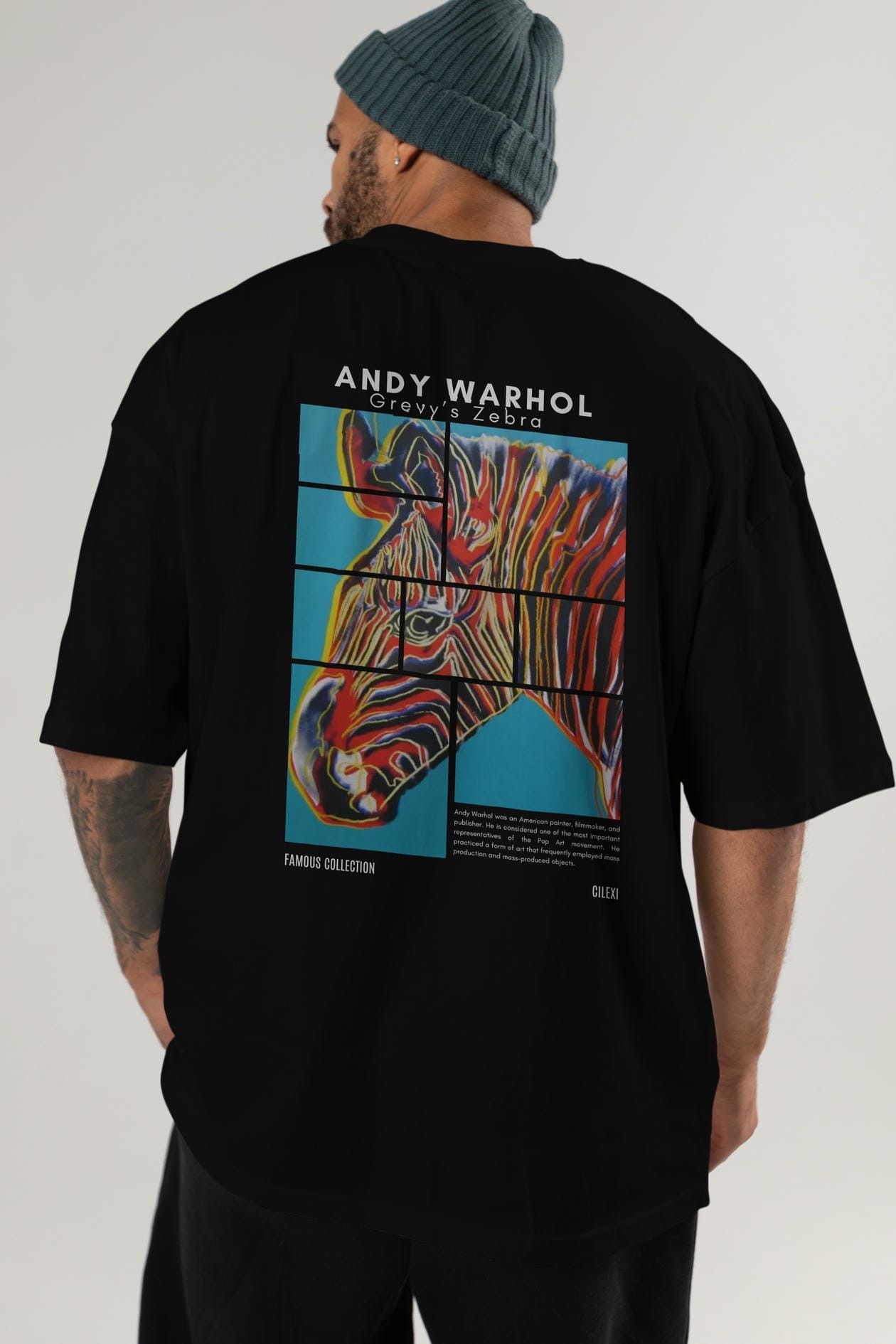 Andy Warhol Arka Baskılı Oversize t-shirt Erkek Kadın Bisiklet Yaka Pamuk tişort