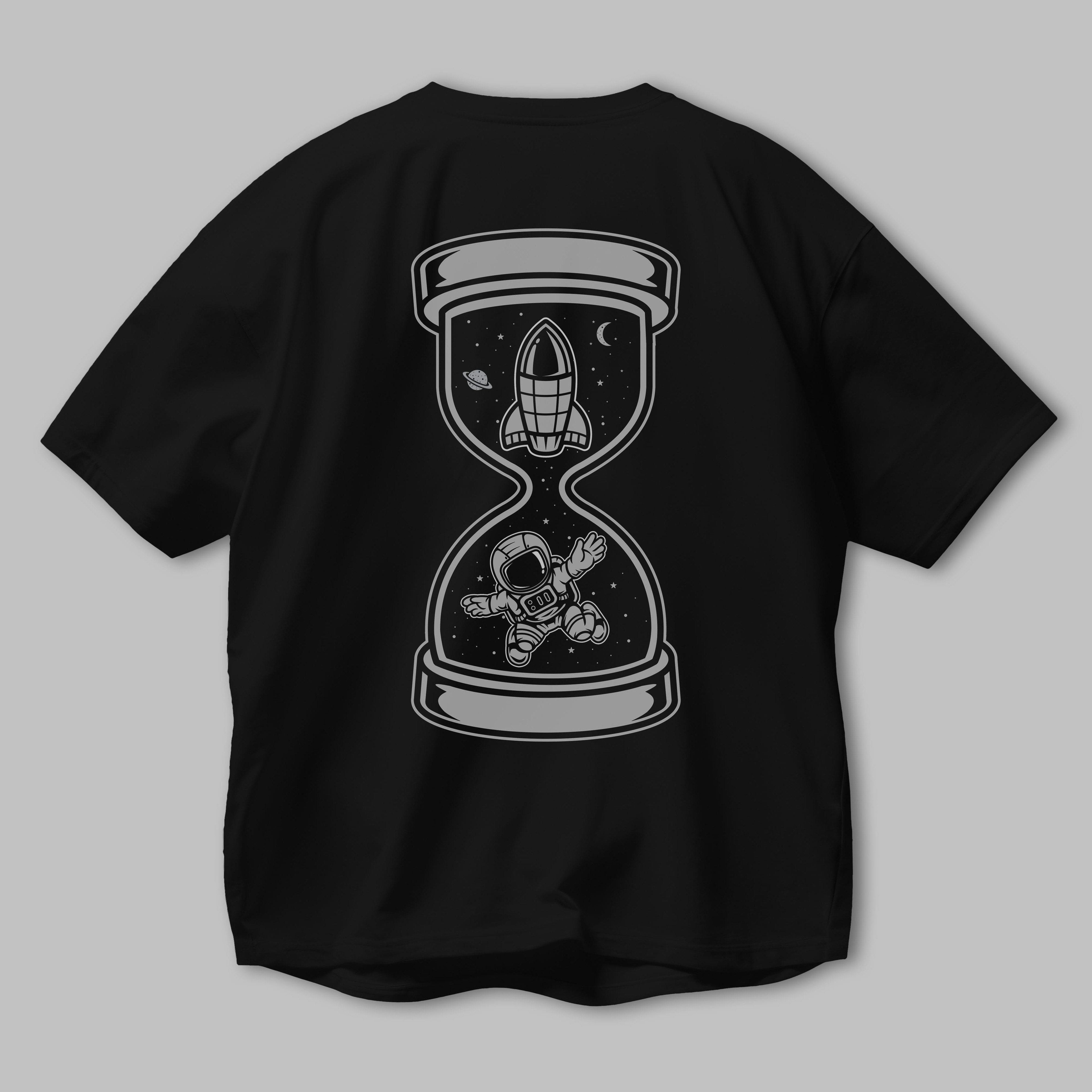 Astronaut Time Arka Baskılı Oversize t-shirt Erkek Kadın Unisex