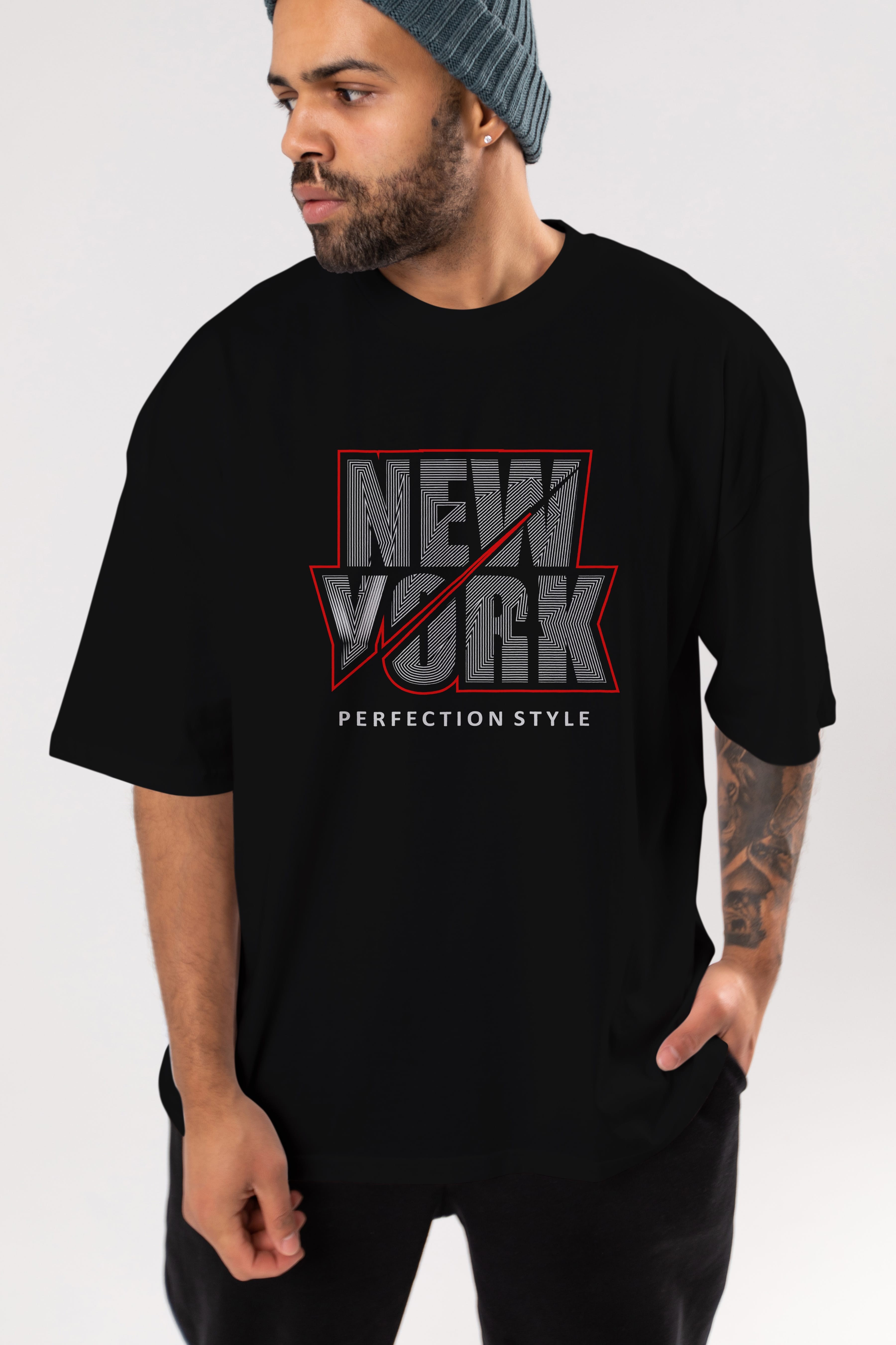 New York Perfection Style Ön Baskılı Oversize t-shirt Erkek Kadın Unisex